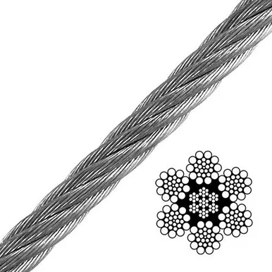 1-1/8" 6x19 Class Galvanized Wire Rope - 117000 lbs Breaking Strength