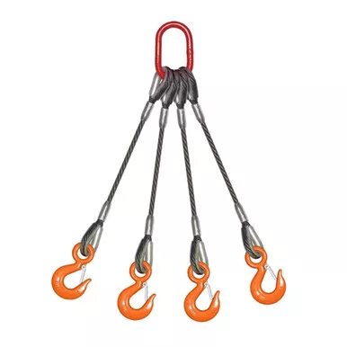 1/2" x 10 ft BLP-400 4-Leg Wire Rope Bridle Sling - 17600 lbs WLL