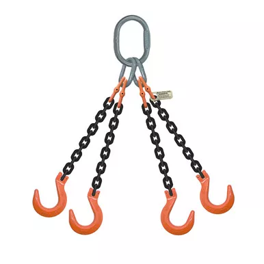 1/2" x 10 ft Type QOF 4-Leg Grade 100 Chain Sling - 39000 lbs WLL