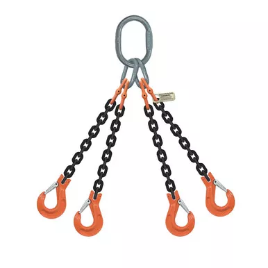 1/2" x 15 ft Type QOS 4-Leg Grade 100 Chain Sling - 39000 lbs WLL