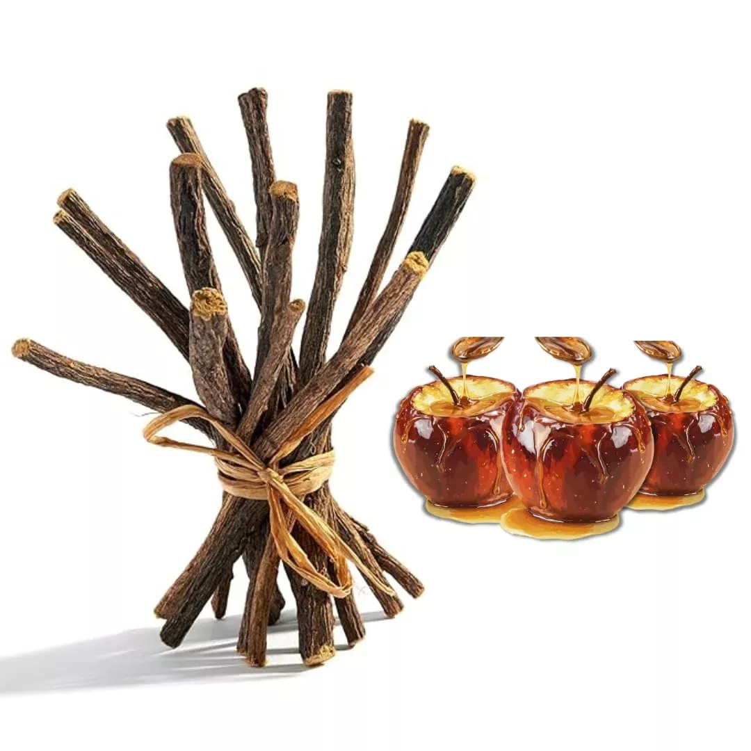 16oz. Caramel Apple Licorice Root Chew Sticks for Humans. 100% Pure Natural | Oral Health & Fresh Breath | Individual Liquorice Chew Sticks are 6.5-7 inches Long—Glycyrrhiza Glabra from Turkey.