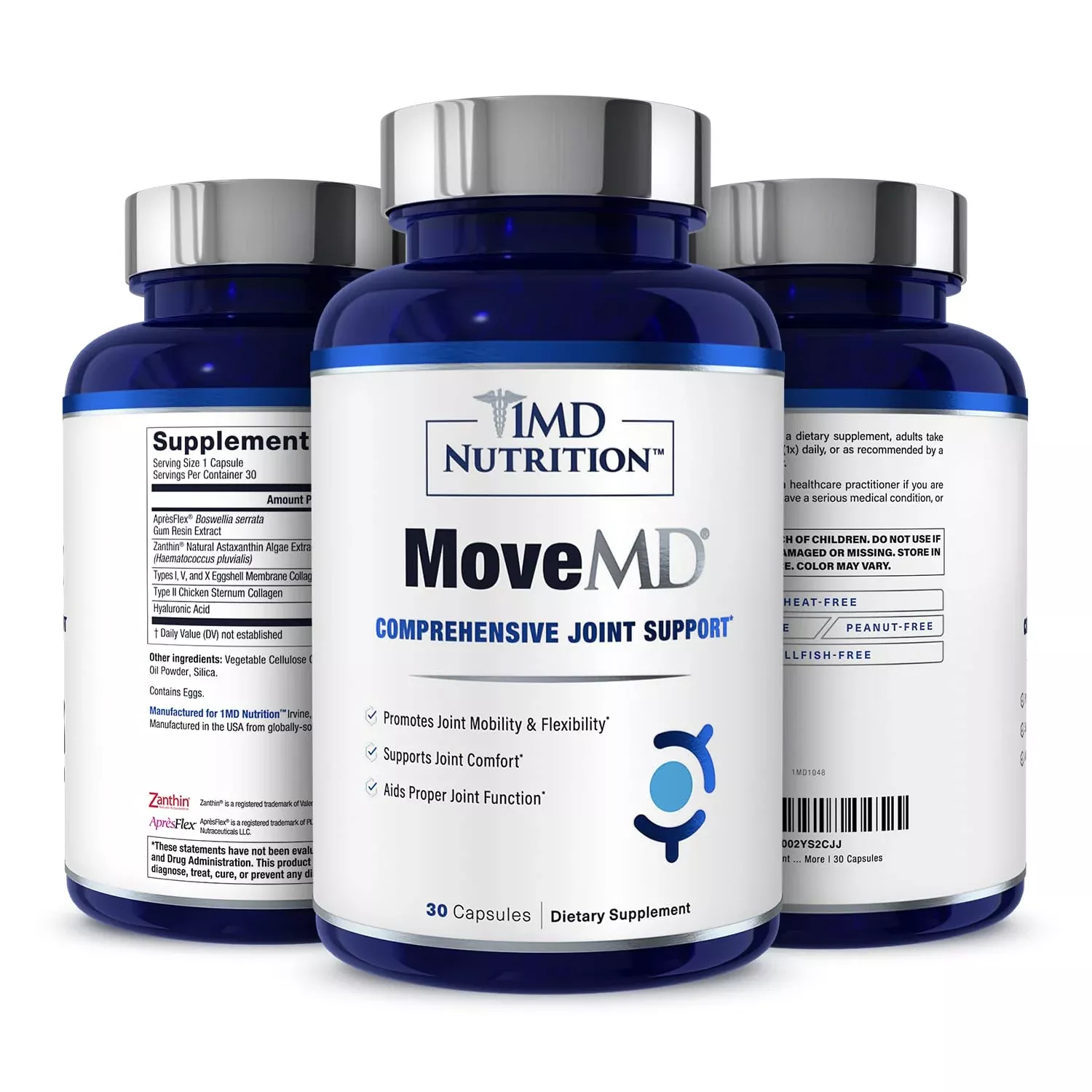 1MD Nutrition MoveMD - Health Supplement for Joint Discomfort & Support - Our Collagen Pills are Skillfully Formulated for Women & Men w /Hyaluronic Acid & Astaxanthin