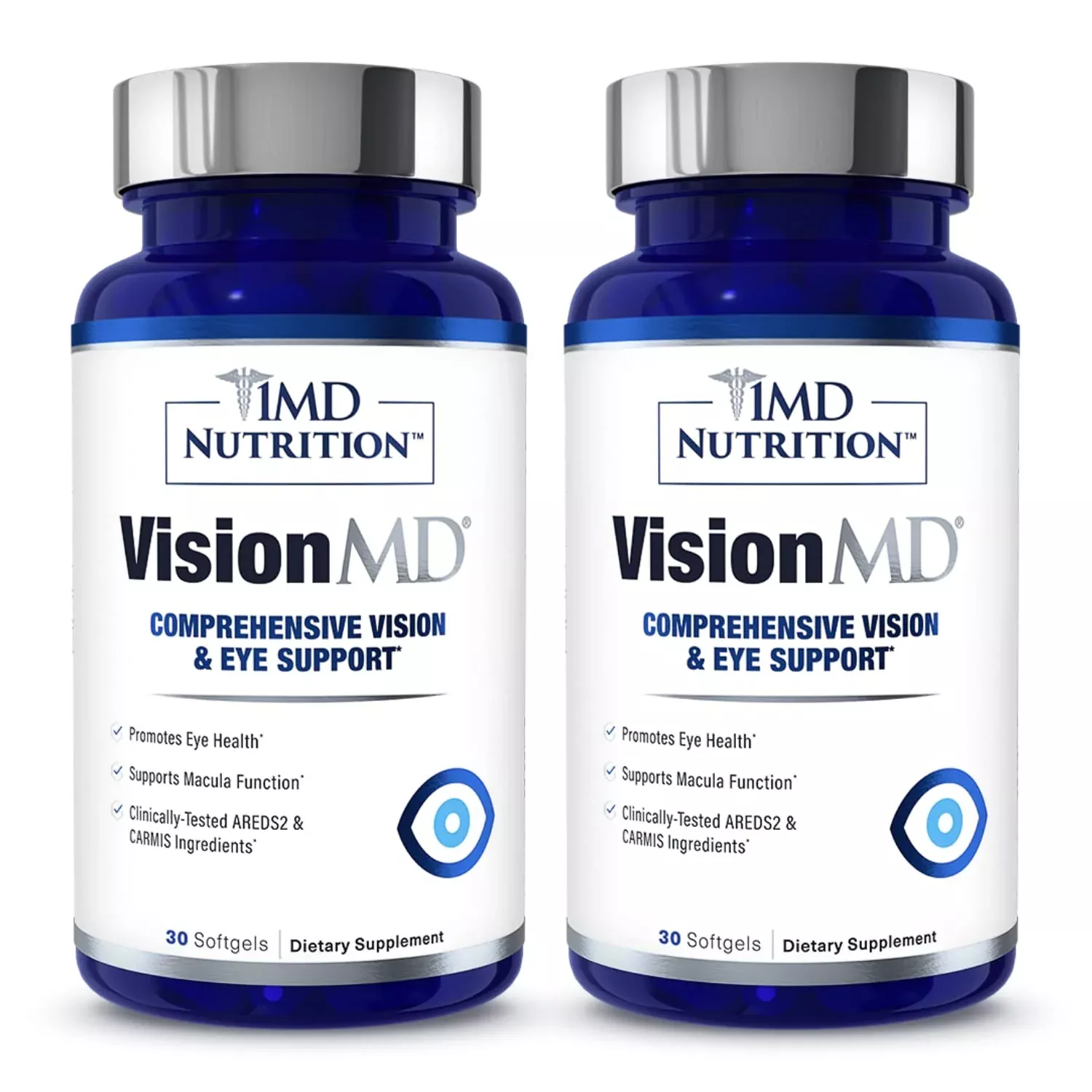 1MD Nutrition VisionMD Eye Vitamin CARMIS - with Lutein & Zeaxanthin | Supports Vision Health, Everyday Eye Strain, & Occasional Dry Eye | 60 Softgels (2-Pack)