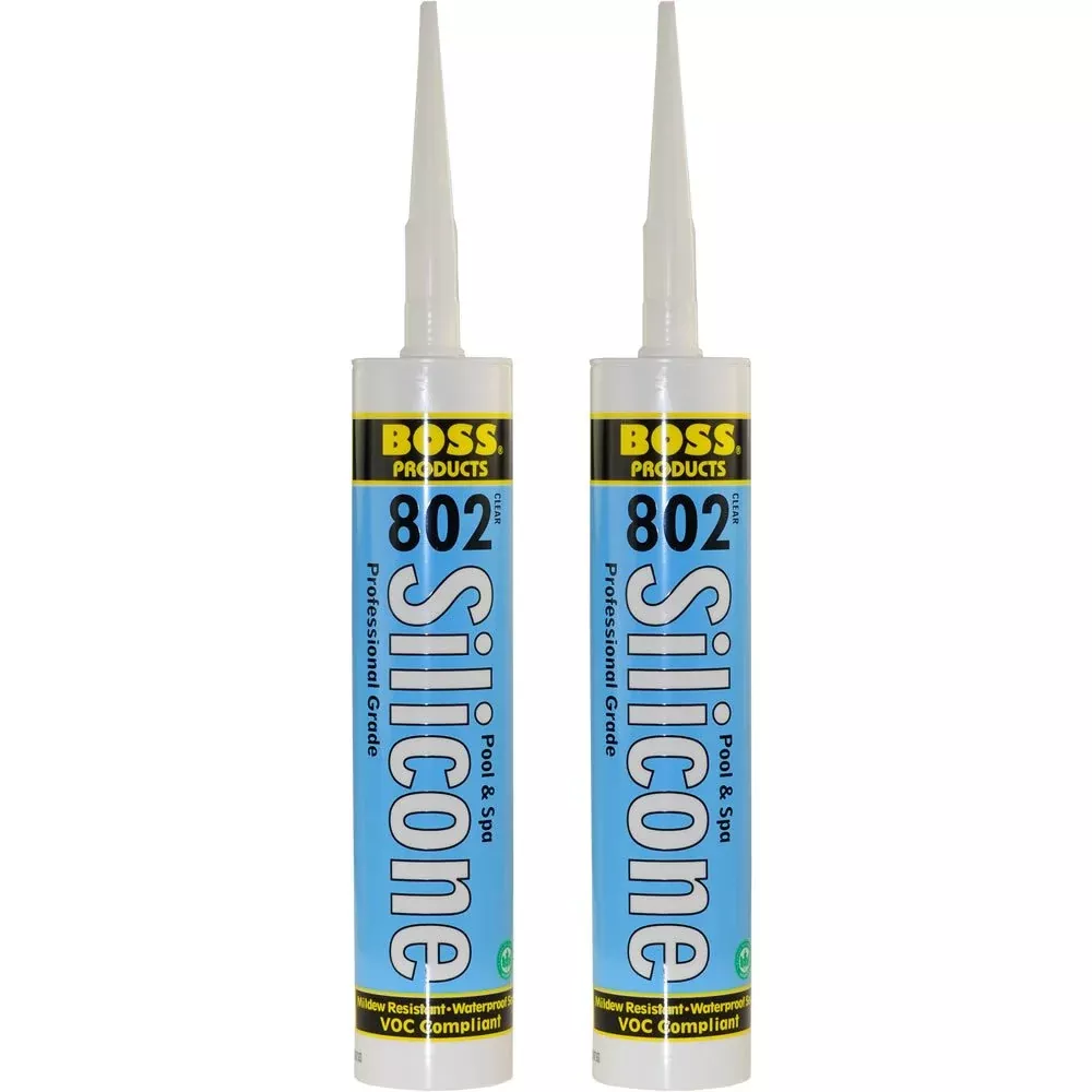 2-Pack Boss 802 Clear Pro Grade Silicone Sealant for Pool, spa, Household - 2 x 280ML. Tubes