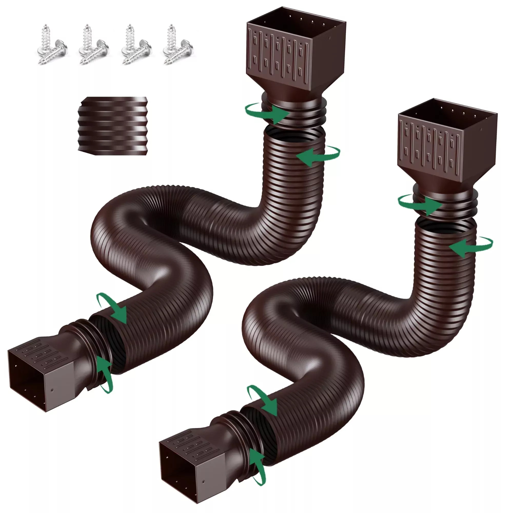 2 Pack Rain Gutter Downspout Extensions, Upgraded Flexible Drain Down Spout Extender for Rain Water Drainage, Each Extendable from 20