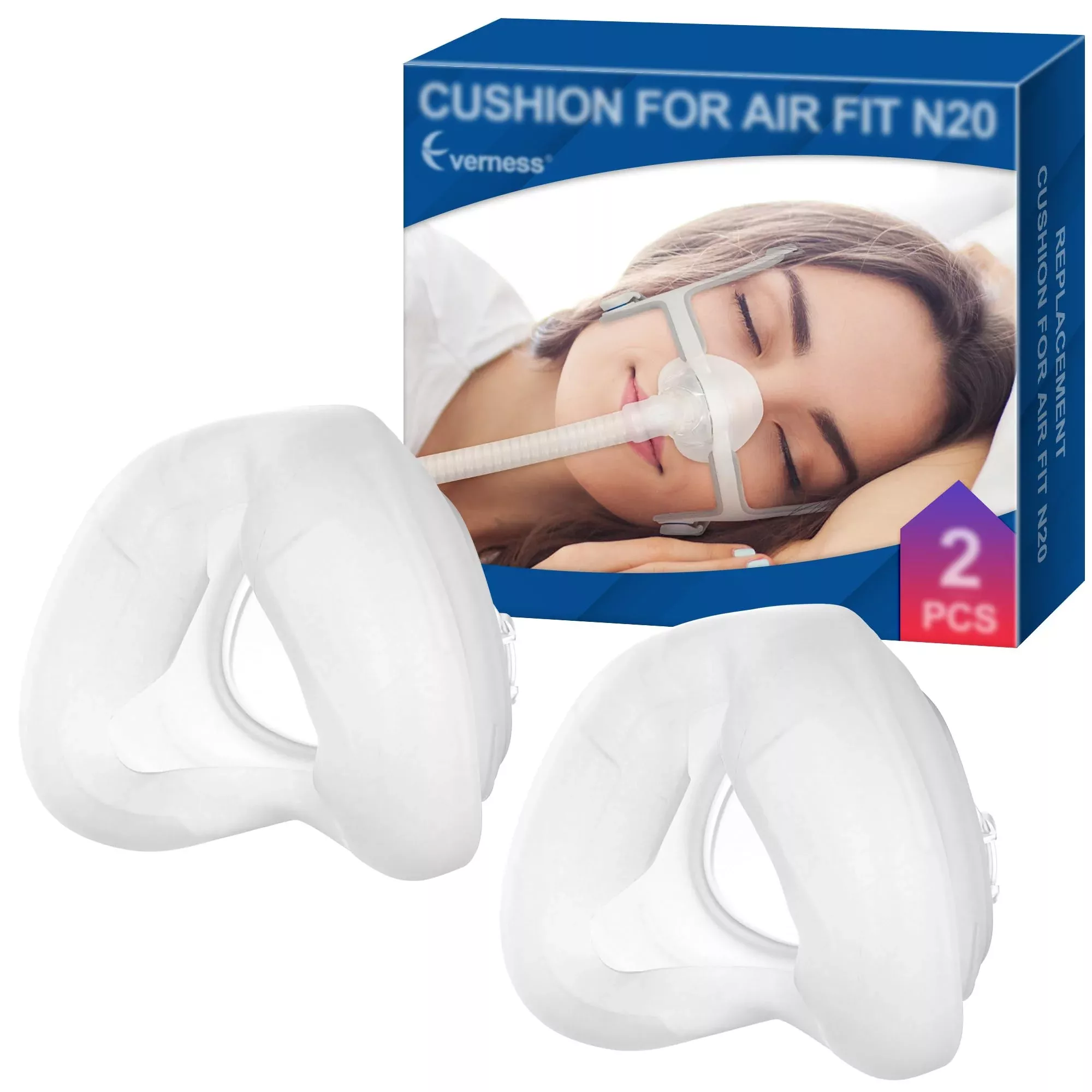 2 Packs Replacement Cushion (S) for AirFit N20, FSA /HSA Eligible, Snug Fit & Softer Wear, Compatible with Original Frame, Great-Value & Durable Replacement Supplies by Everness (S)