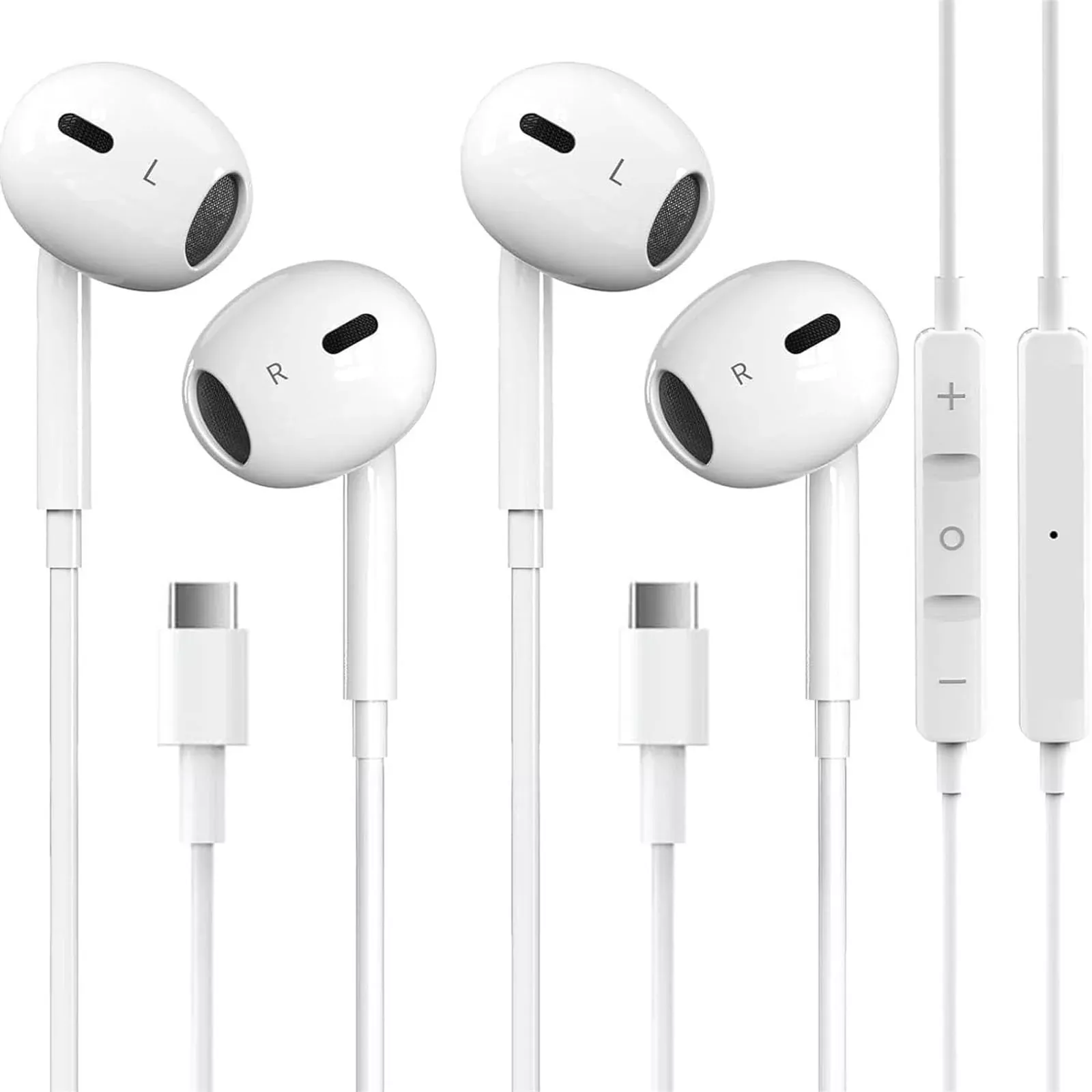 2 Packs USB C Headphones for iPhone 17 /16 /15 Pro Max Plus Type C Earphones with Microphone & Remote Noise Cancelling Earbuds for iPhone 17 /16 /15 Pro, iPad, Galaxy S23 /S22 /S21 /S20 /Ultra Note 10 /20
