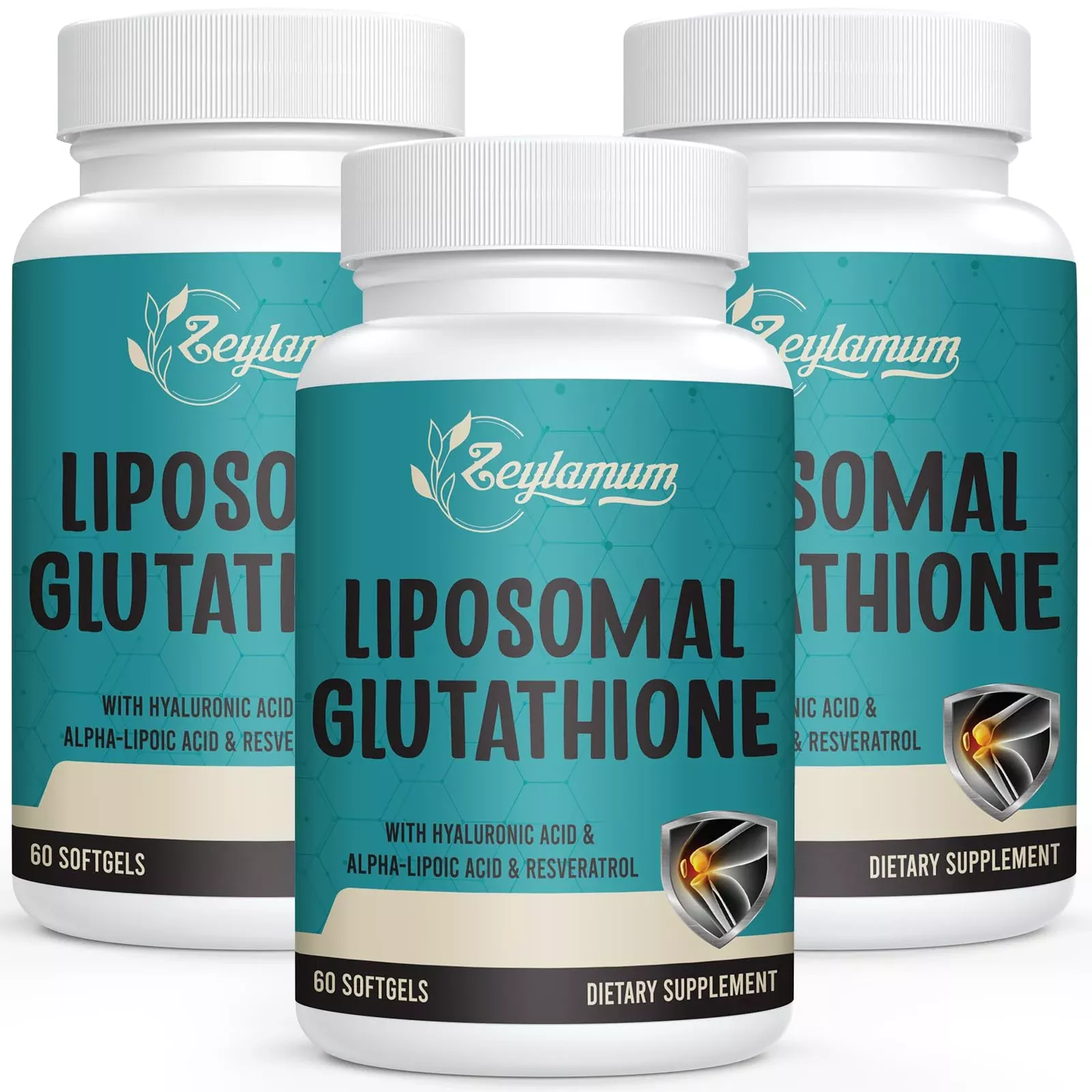 2400 MG Liposomal Glutathione Softgels, Max Absorption, Active Form L-Glutathione Reduced (GSH), with Hyaluronic Acid, Resveratrol, Master Antioxidants for Detox, Brain, Immune System, 180 Softgels