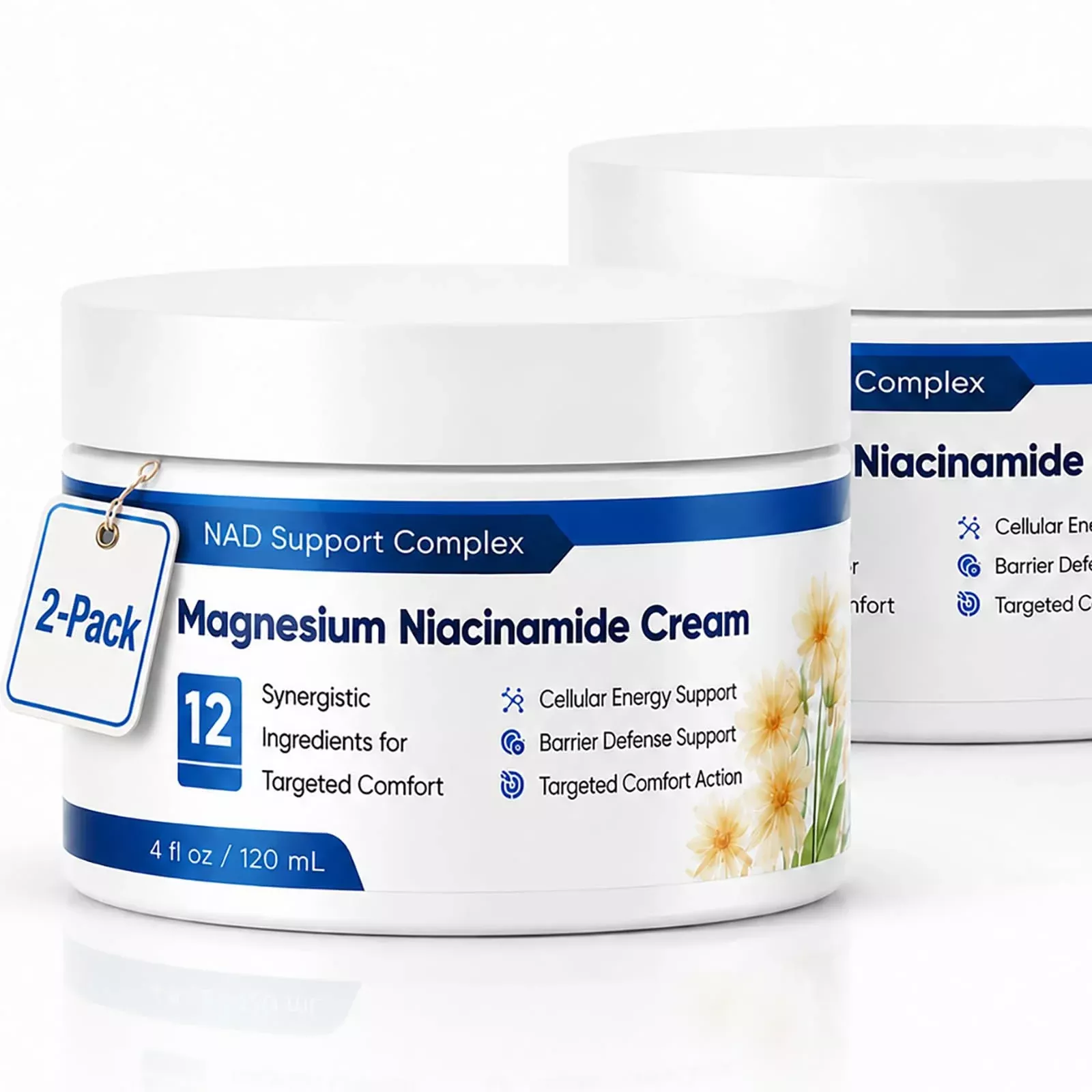 2Pcs Magnesium Niacinamide Relief Cream - Fast Acting Cooling Formula, 12 Ingredients for Muscles, Joints, Neck, Low Back, Knee, Foot, Fast Absorbing, Non-Greasy Formula, 4 oz