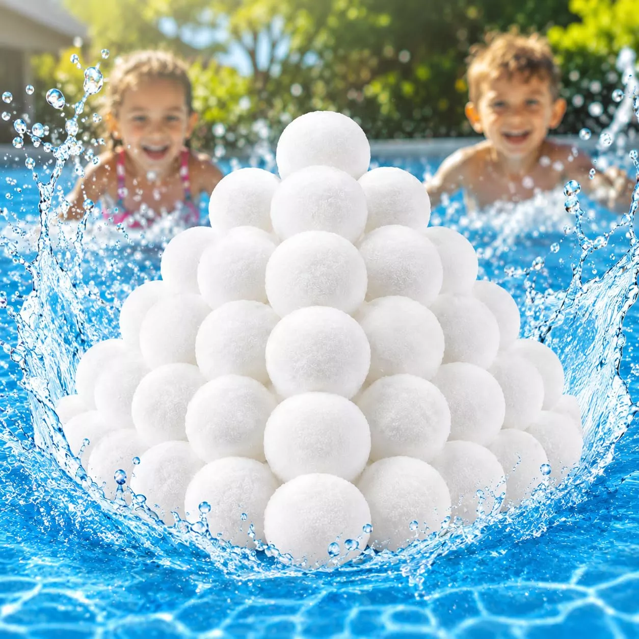 3.1 Lbs Pool Filter Balls for Sand Filter, Upgrade Reusable Polysphere Pool Filtration Balls, Eco-Friendly Swimming Pool Filter Fiber Balls, Pool Filter Media Balls for Sand Pump Above Ground Pools
