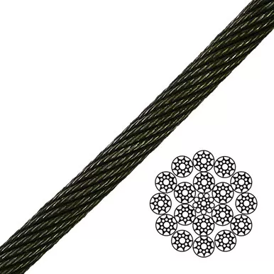 3/4" 19x19 Compacted Spin-Resistant Wire Rope - 64800 lbs Breaking Strength