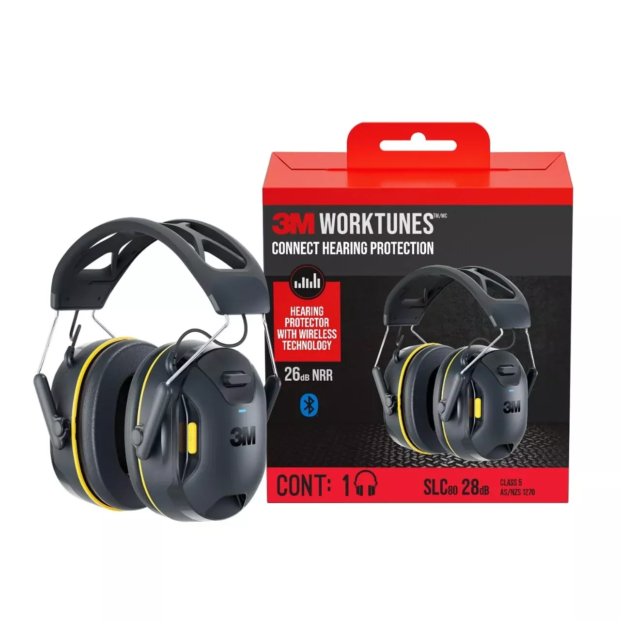 3M WorkTunes Connect Wireless Hearing Protector with Bluetooth Technology, Bluetooth Hearing Protection with a 26 dB Noise Reduction Rating