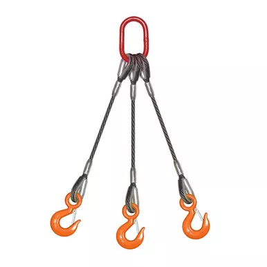 5/16" x 20 ft BLP-300 3-Leg Wire Rope Bridle Sling - 5200 lbs WLL