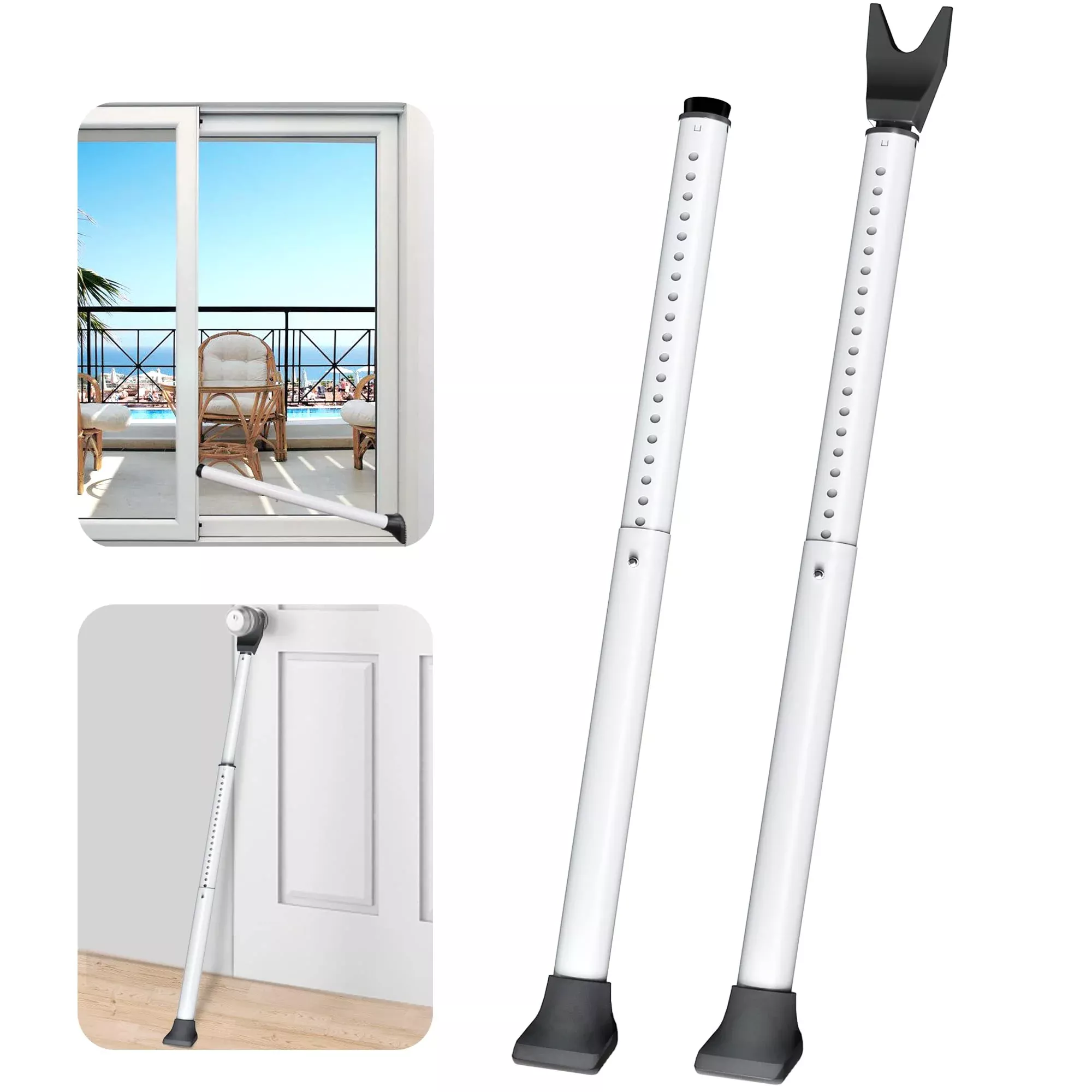 AceMining Upgraded Door Security Bar & Sliding Patio Bar, Heavy Duty Stoppers Adjustable Jammer for Home, Apartment, Travel (2 Pack,White)