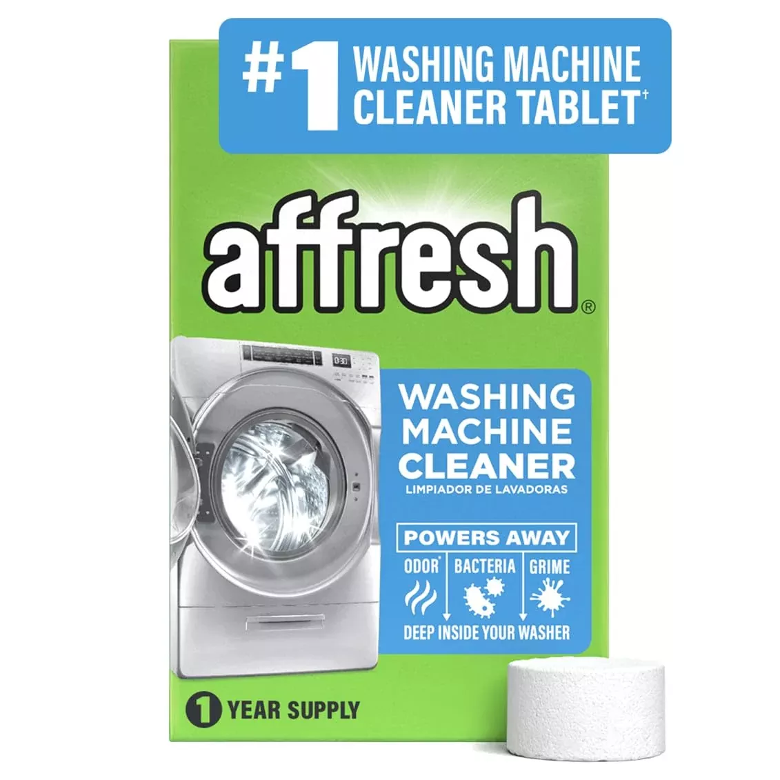 Affresh Washing Machine Cleaner, Helps Power Away Odor Causing Bacteria & Grime Deep Inside Pump, Valve & Hoses, 6 Time Release Tablets, 6 Month Supply