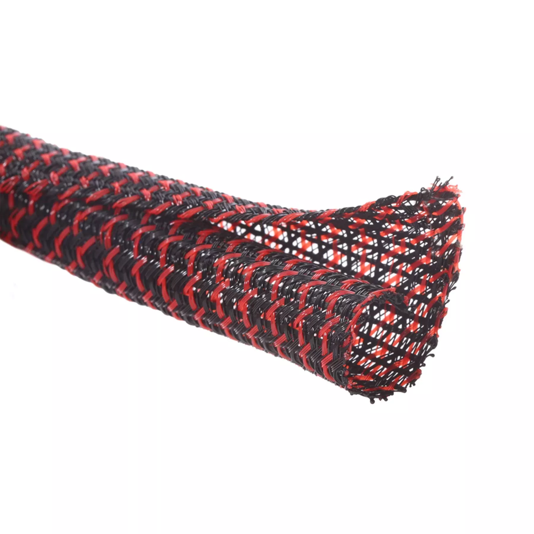 Alex Tech 10ft - 1 /2 inch Cord Protector Wire Loom Tubing Cable Sleeve Split Sleeving For USB Power Cord Audio Video Cable – Protect Cat From Chewing Cords - Blackred