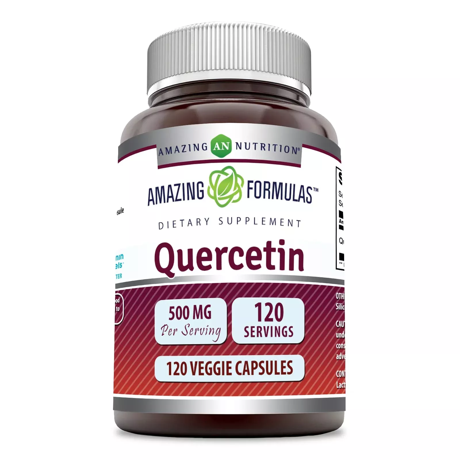 Amazing Formulas Quercetin 500mg 120 Veggie Capsules Supplement - Non-GMO - Gluten Free - Supports Overall Health & Well Being