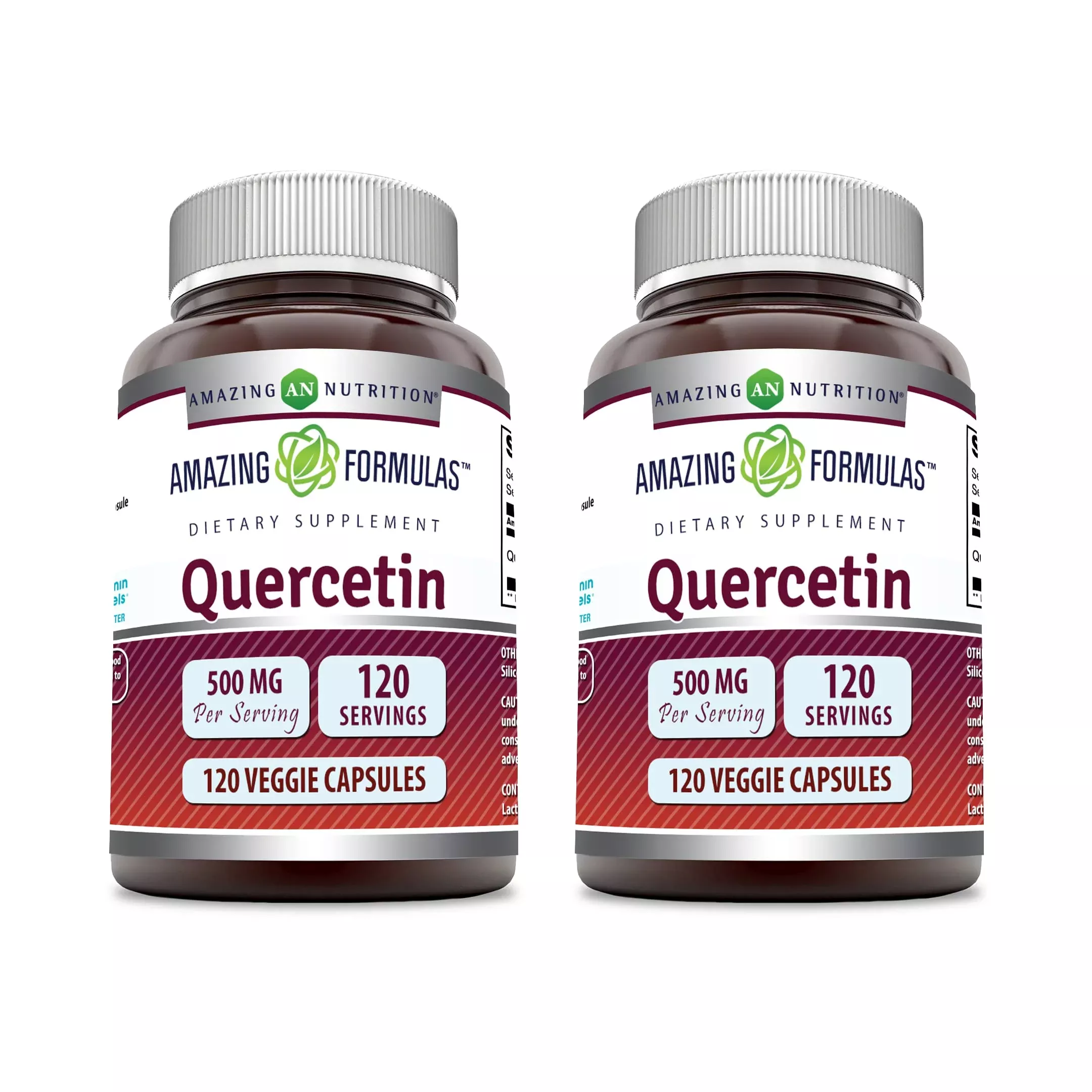 Amazing Formulas Quercetin 500mg Veggie Capsules Supplement | Non-GMO | Gluten Free | Supports Overall Health & Well Being (120 Count | 3 Pack)