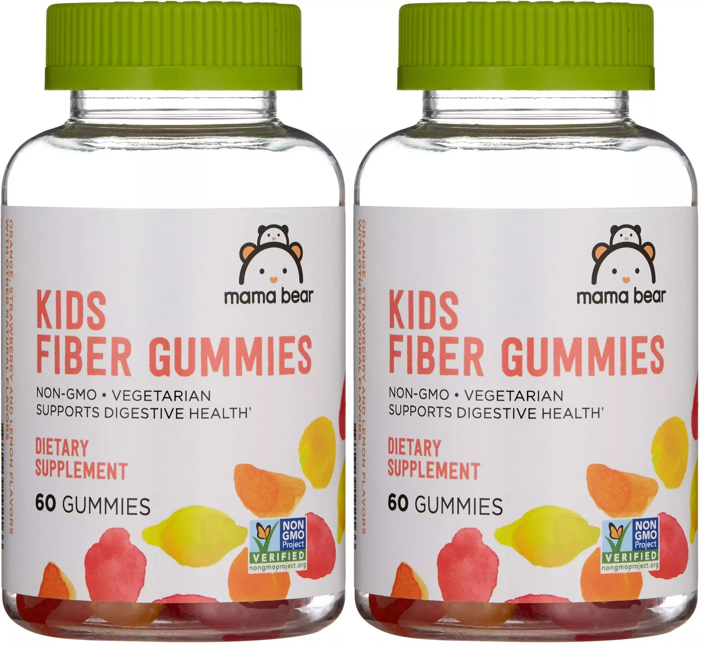 Amazon Brand - Mama Bear - Kids Fiber Gummies - Supports Digestive Health, Orange, 60 Count (Pack of 2)