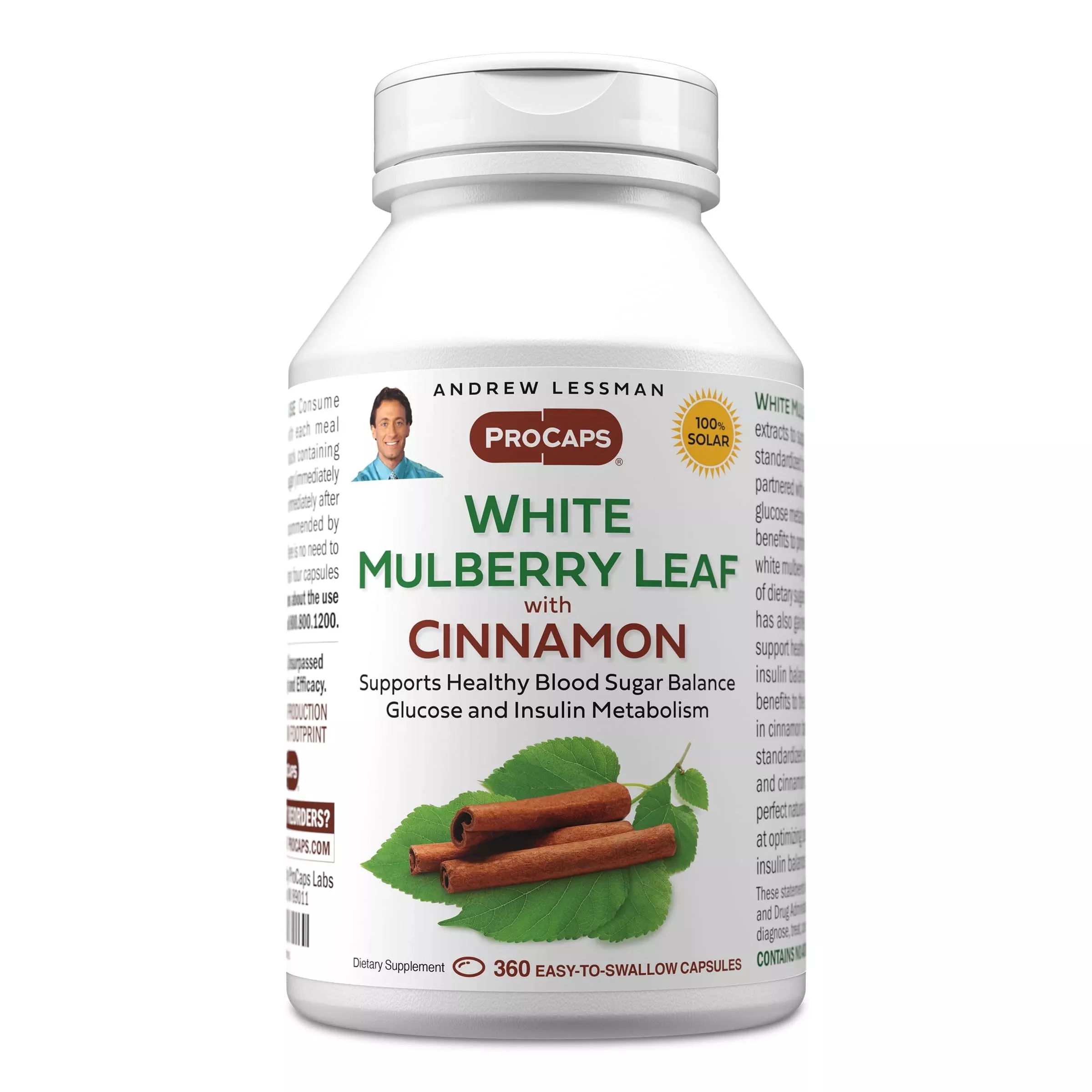 ANDREW LESSMAN White Mulberry Leaf with Cinnamon 360 Softgels - Standardized White Mulberry Leaf with Cinnamon Bark Extract.