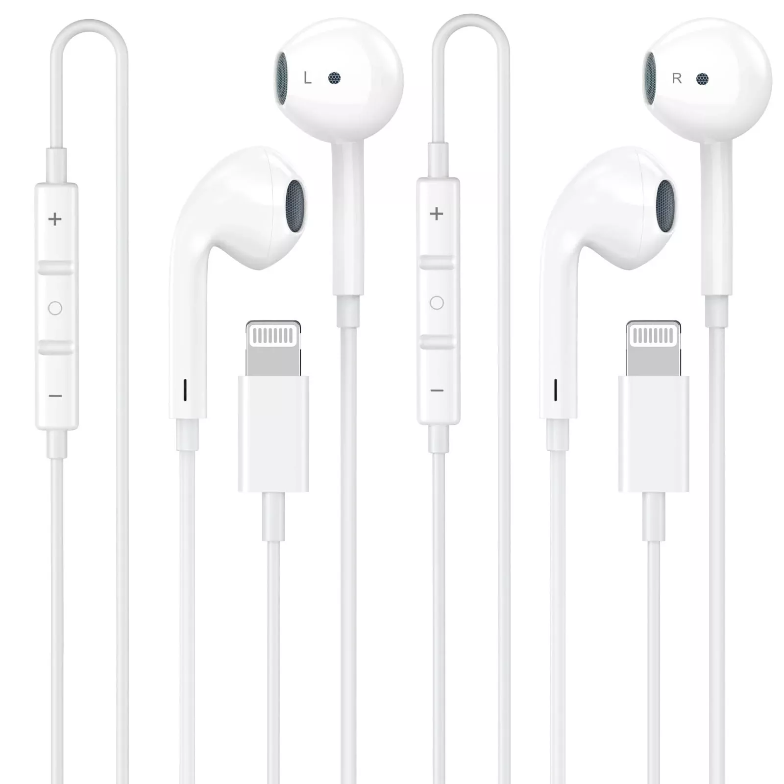 [Apple MFi Certified] 2 Pack for iPhone Headphones Wired Earbuds /Earphones with Built-in Microphone & Volume Control HiFi Stereo Nosie Reduction for iPhone 14 13 12 11 Pro Max XS XR X 8, Plug and Play