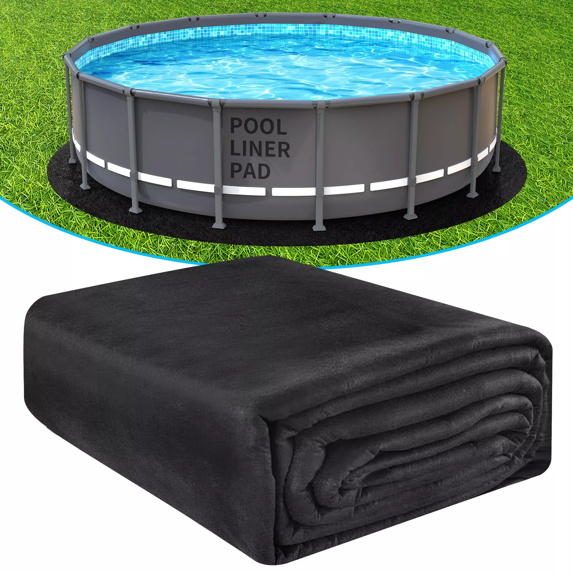 AquaJoyer 18' Round Thicker Heavy Duty Pool Liner Pad for Above Ground Pool, Pool Padding Underlayment for Pool Bottom, Protects Pool Prevents Punctures Weed Barrier Comfortable underfoot