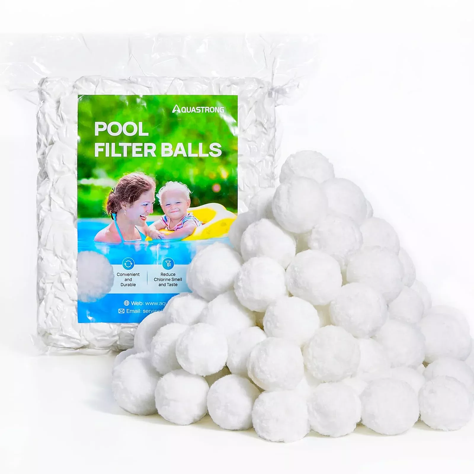 AQUASTRONG Pool Filter Balls for Sand Filters, 3.1 lbs Reusable Pool Sand Filter Balls (Replaces 100 lbs of Sand), Efficient Water Filtration Pool Filter Balls for Swimming Pools, Filter Pumps