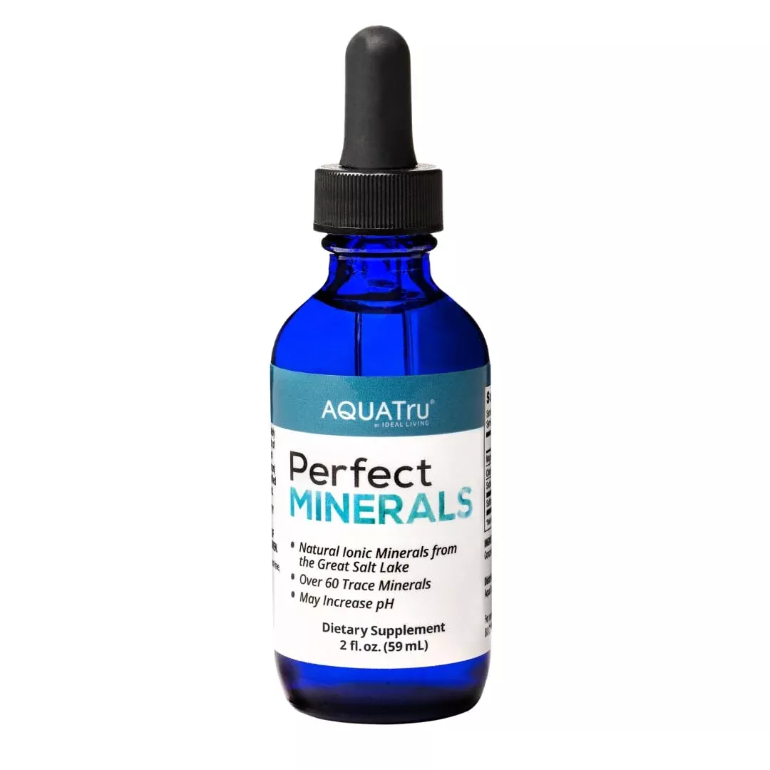 AquaTru Perfect Minerals – Mineral Drops for Water – Enrich with 72 Trace Minerals Including Magnesium, Zinc & Calcium – 60ml Bottle Mineralizes Up to 230 Liters of Water