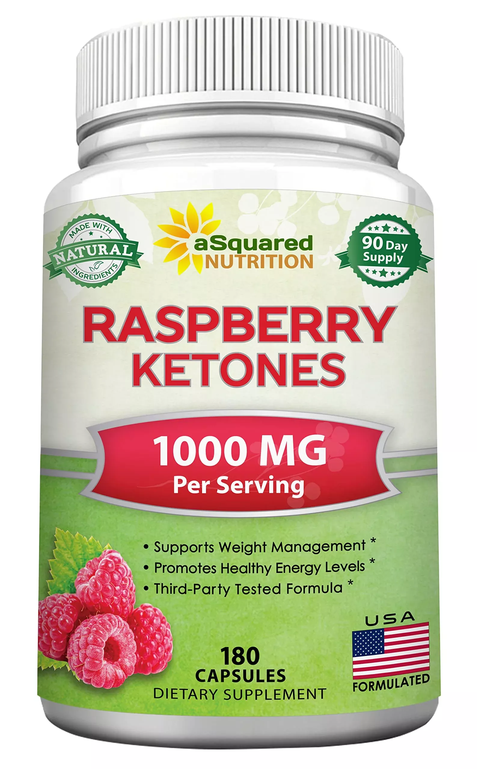 aSquared Nutrition Natural Raspberry Ketones 1000mg-180 Capsules-Weight Loss Supplement, Max Strength Plus Appetite Suppressant Diet Pills, Premium Lean Health Powder to Boost Pure Energy & Metabolism