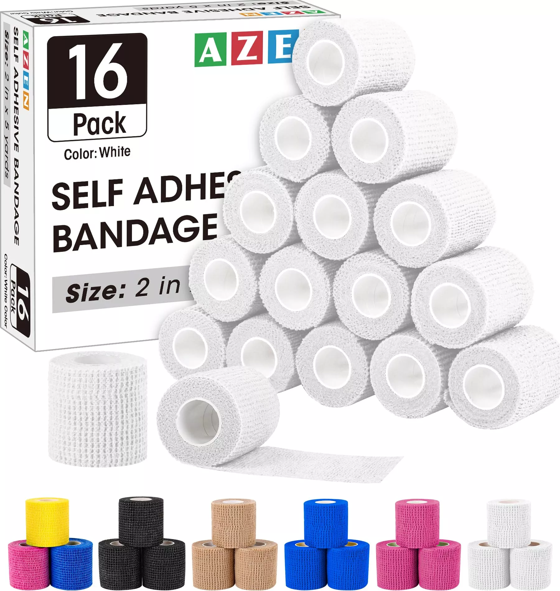AZEN 16 Pack Self Adhesive Bandage Wrap Pink, 2