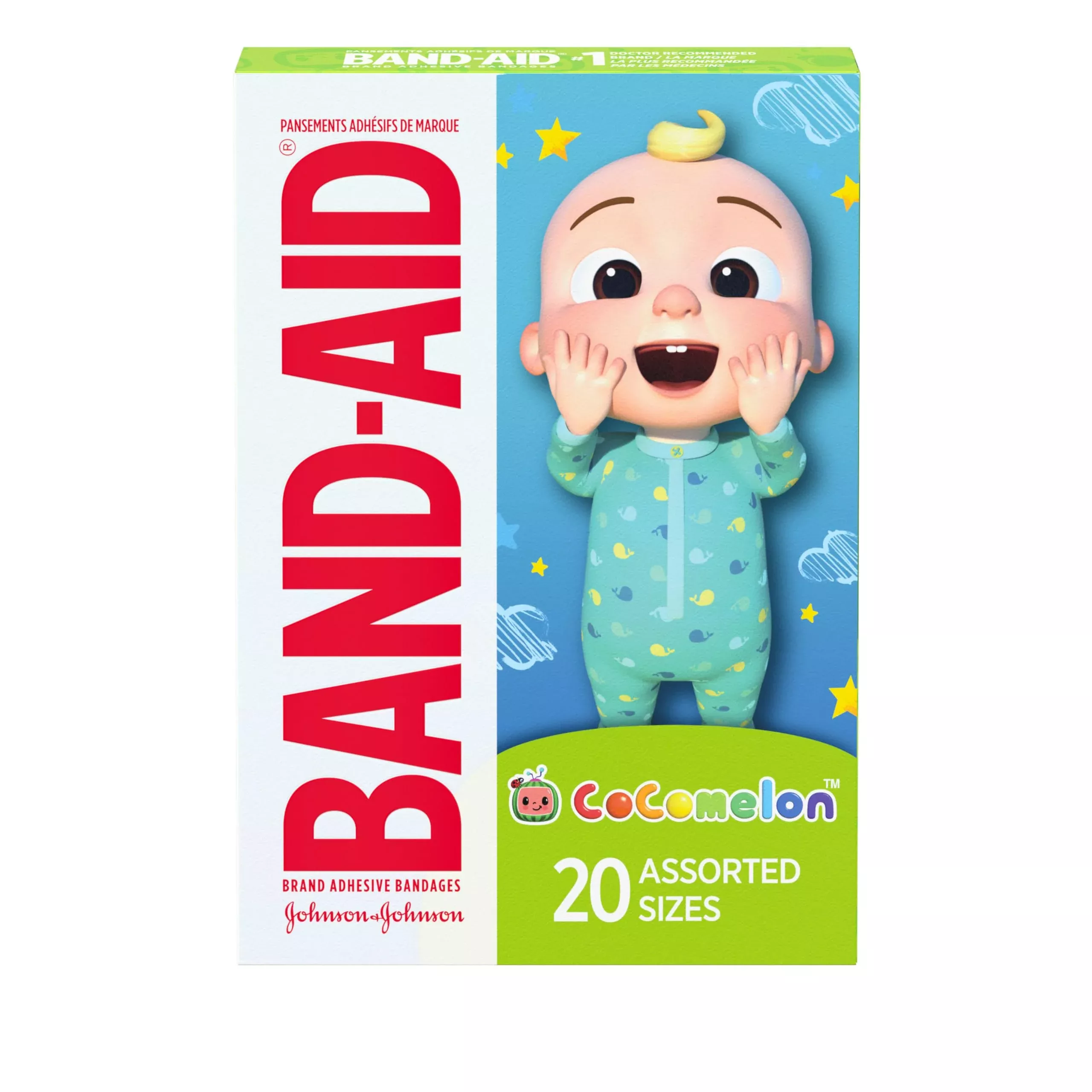 Band-Aid Brand Adhesive Bandages for Minor Cuts & Scrapes, Wound Care Featuring Pinkfong Baby Shark Characters for Kids and Toddlers, Assorted Sizes 20 ct