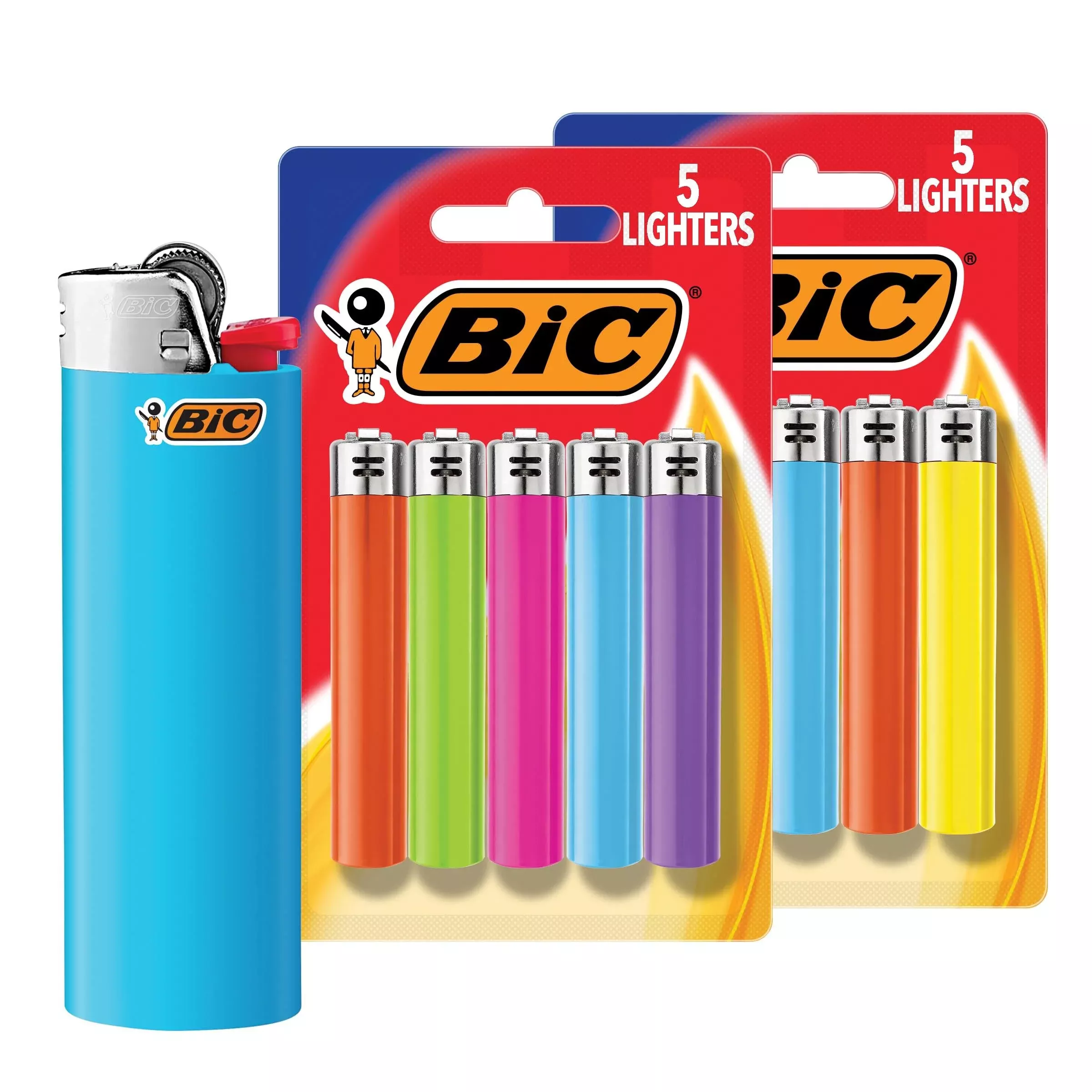 BIC Maxi Pocket Lighters, Dependable and Long-Lasting, Assorted Colors, 10-Pack (Colors May Vary)