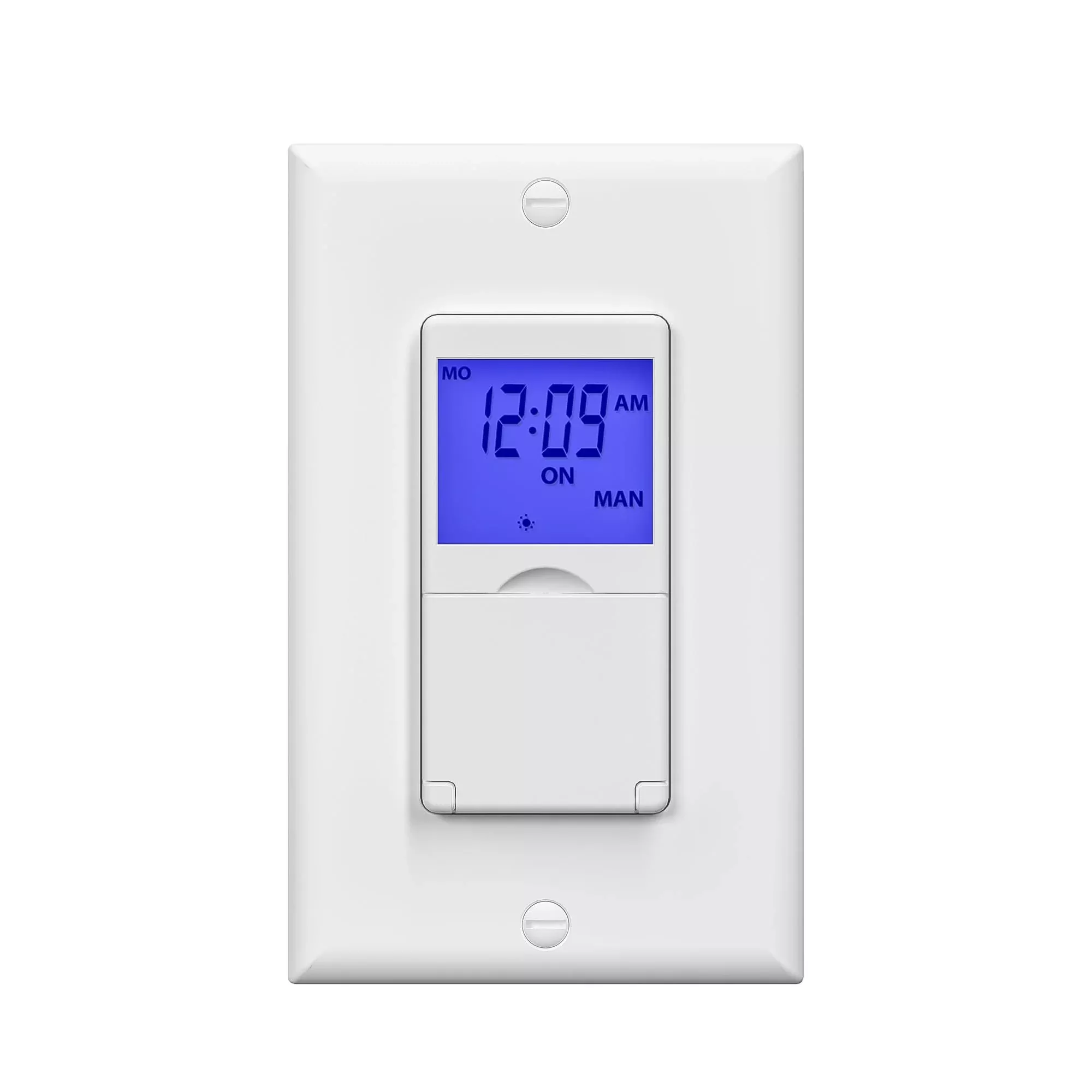 BN-LINK 7 Day Programmable in-Wall Timer Switch for Lights, Digital Light Switch Timer Indoor, Single Pole and 3 Way (Compatible with SPDT) Both Use, Neutral Wire Required, Blue Backlight, ETL Listed