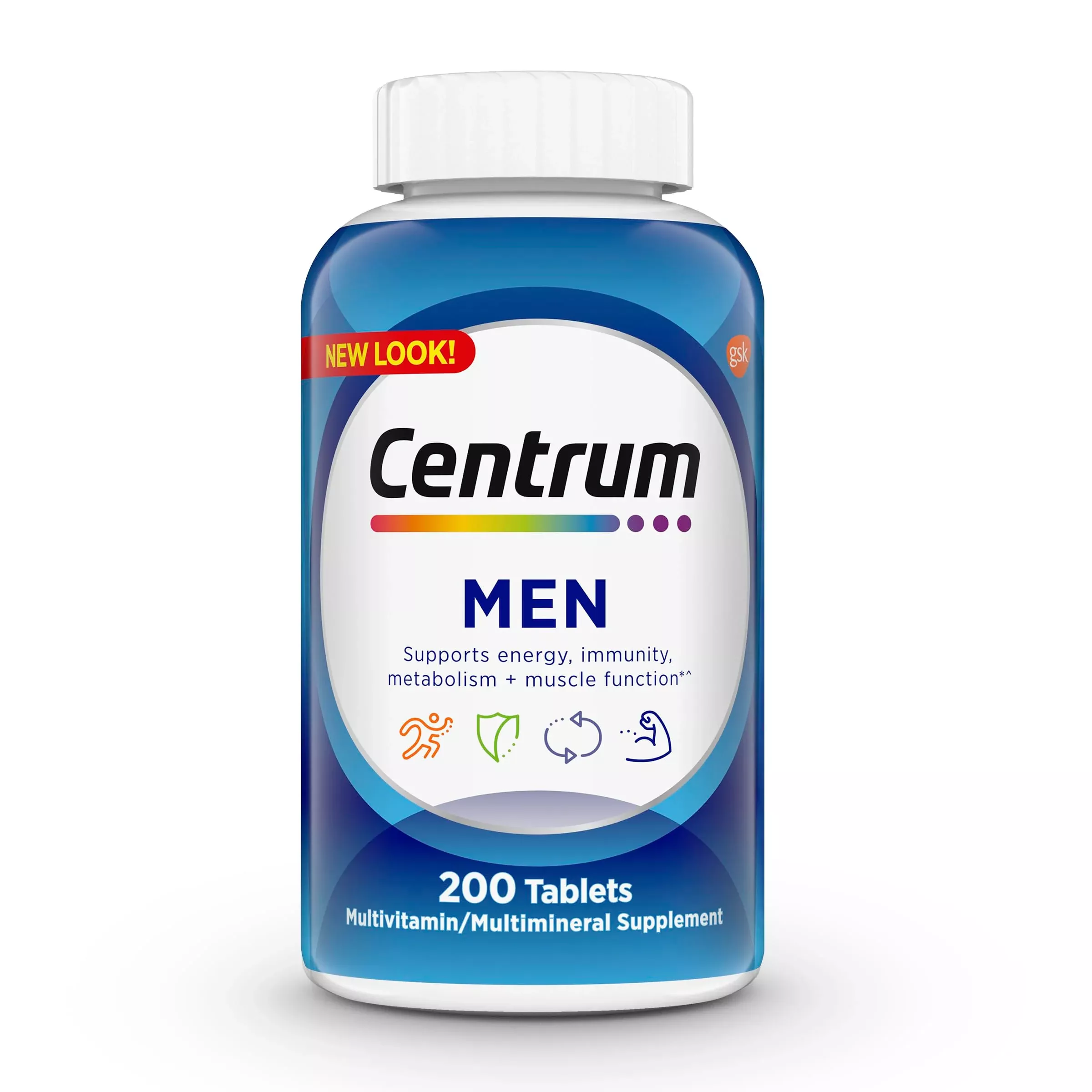 Centrum Multivitamin for Men, Multivitamin /Multimineral Supplement with Vitamin D3, B Vitamins and Antioxidants, Gluten Free, Non-GMO Ingredients -Tablet 200 Count
