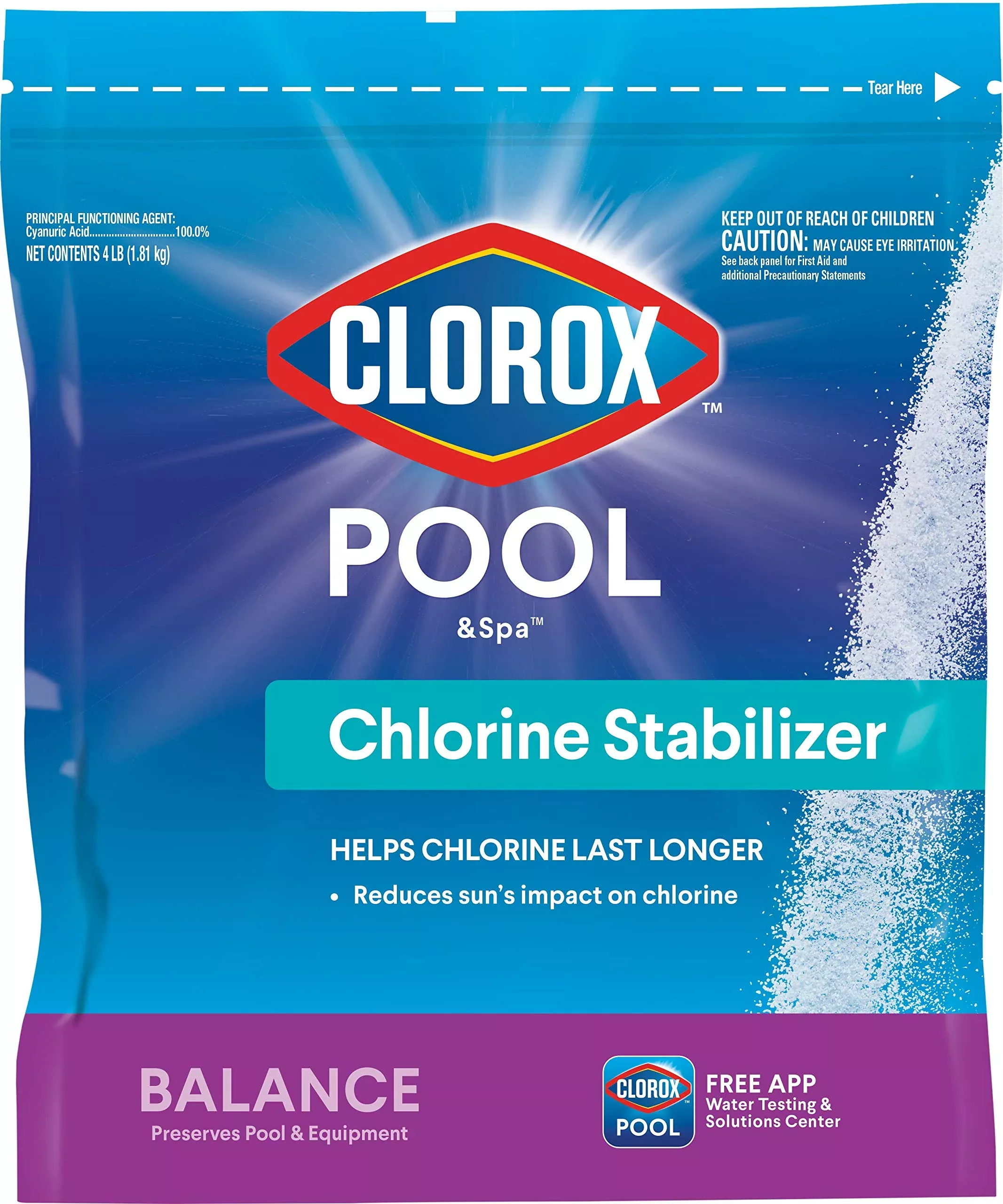 Clorox Pool&Spa™ Swimming Pool Chlorine Stabilizer, Helps Chlorine Last Longer, Saltwater Pool Compatible, 4LB (Pack of 1)