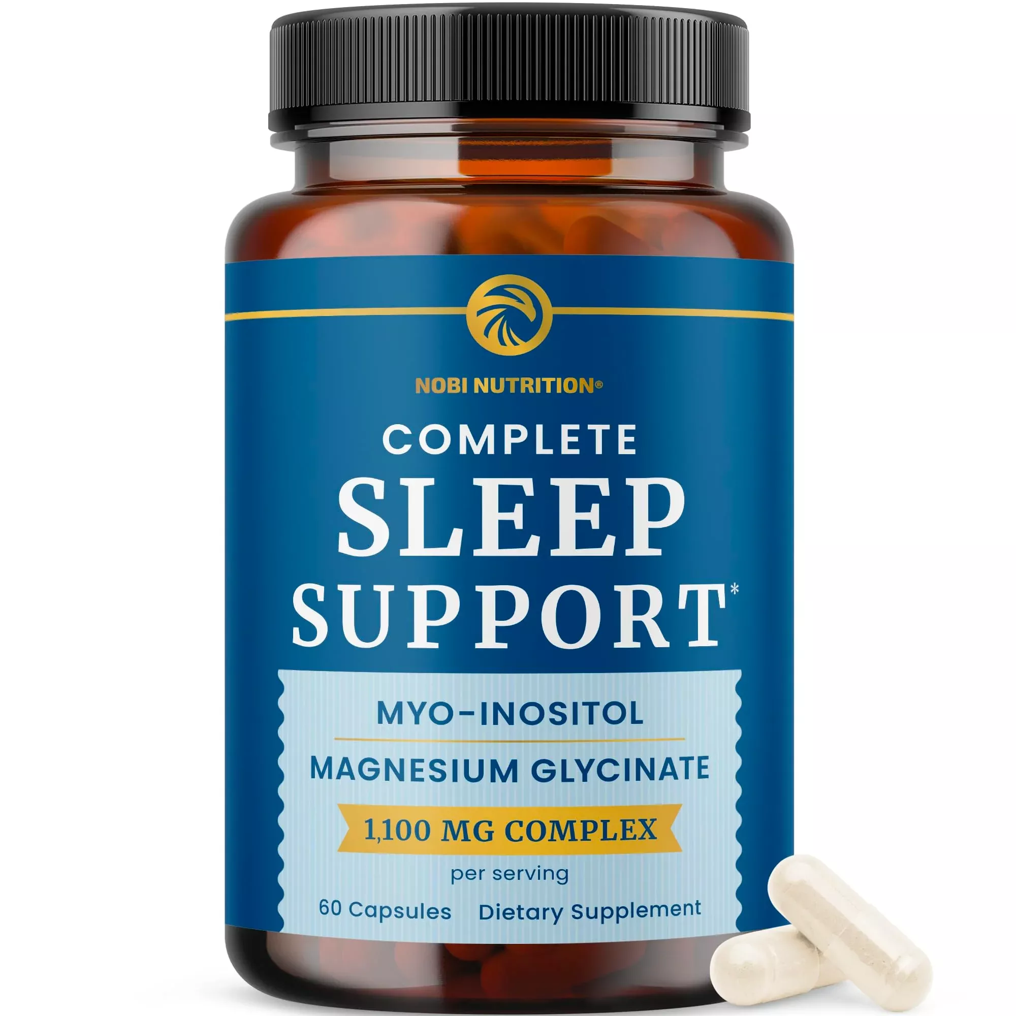 Complete Sleep Support | Myo Inositol + Magnesium Glycinate | Restful Sleep & Relaxation Support | 1100MG Complex | Melatonin-Free, Non-GMO | Inositol Supplement with Magnesium-Glycinate | 60 Ct