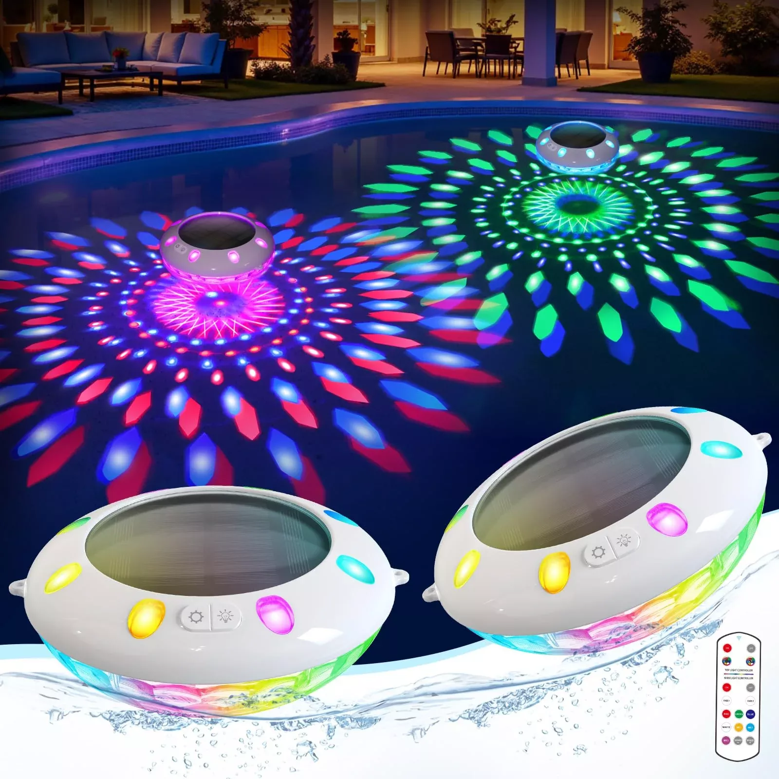 Covfirst Floating Pool Lights w /Remote, 6.5