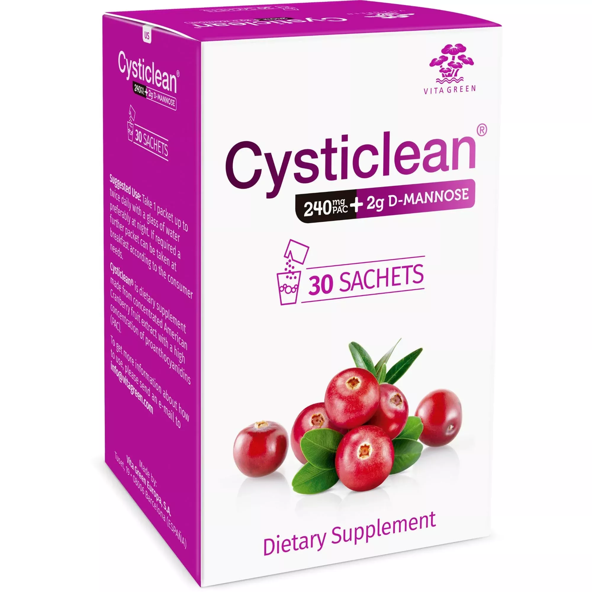 Cysticlean 240mg PAC + D-Mannose 2g