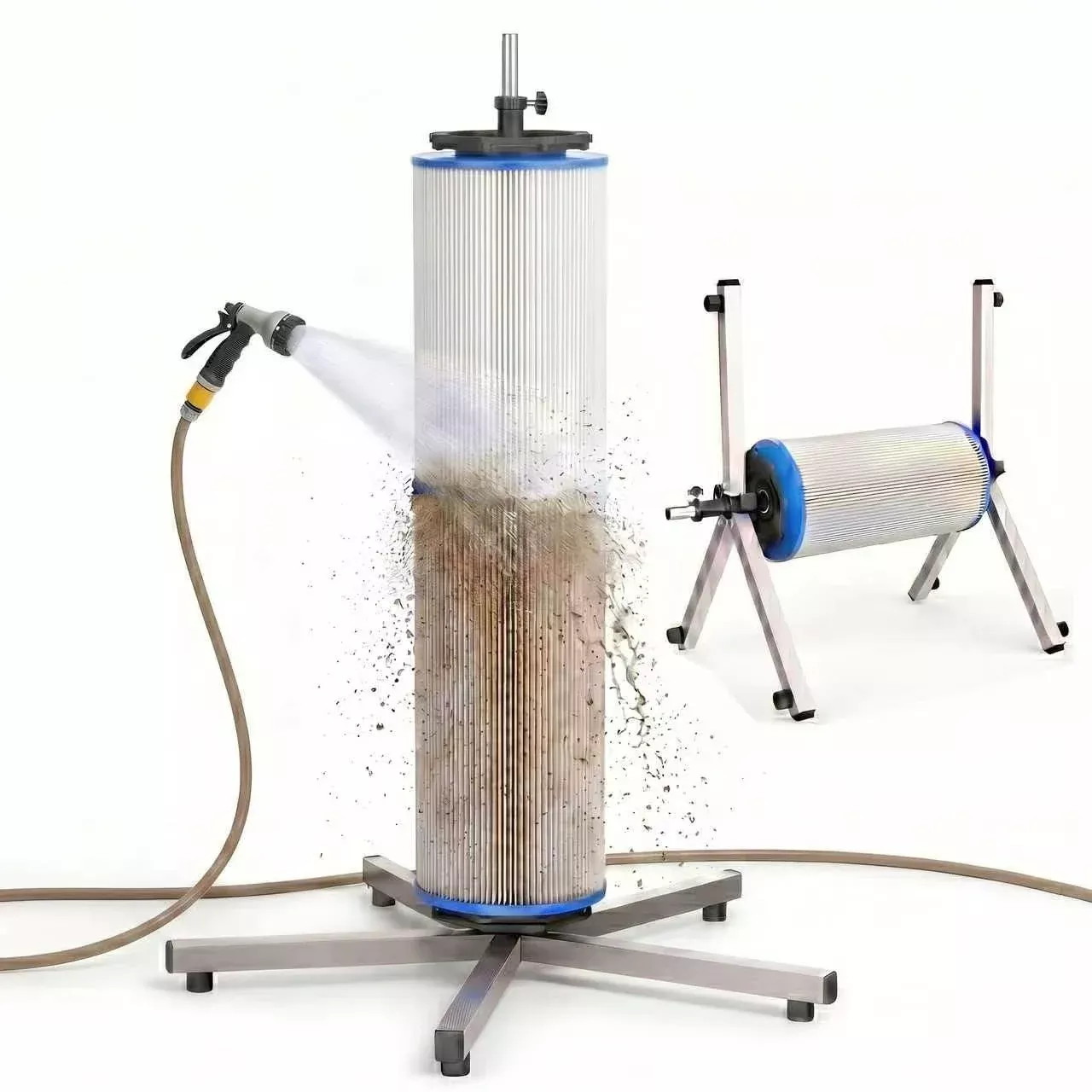 Deerchirp Pool Cartridge Filter Cleaner, Compatible with Filter Cartridges of 3, 4, and 6 inches in Diameter Supports Both Vertical and Horizontal Installation Modes