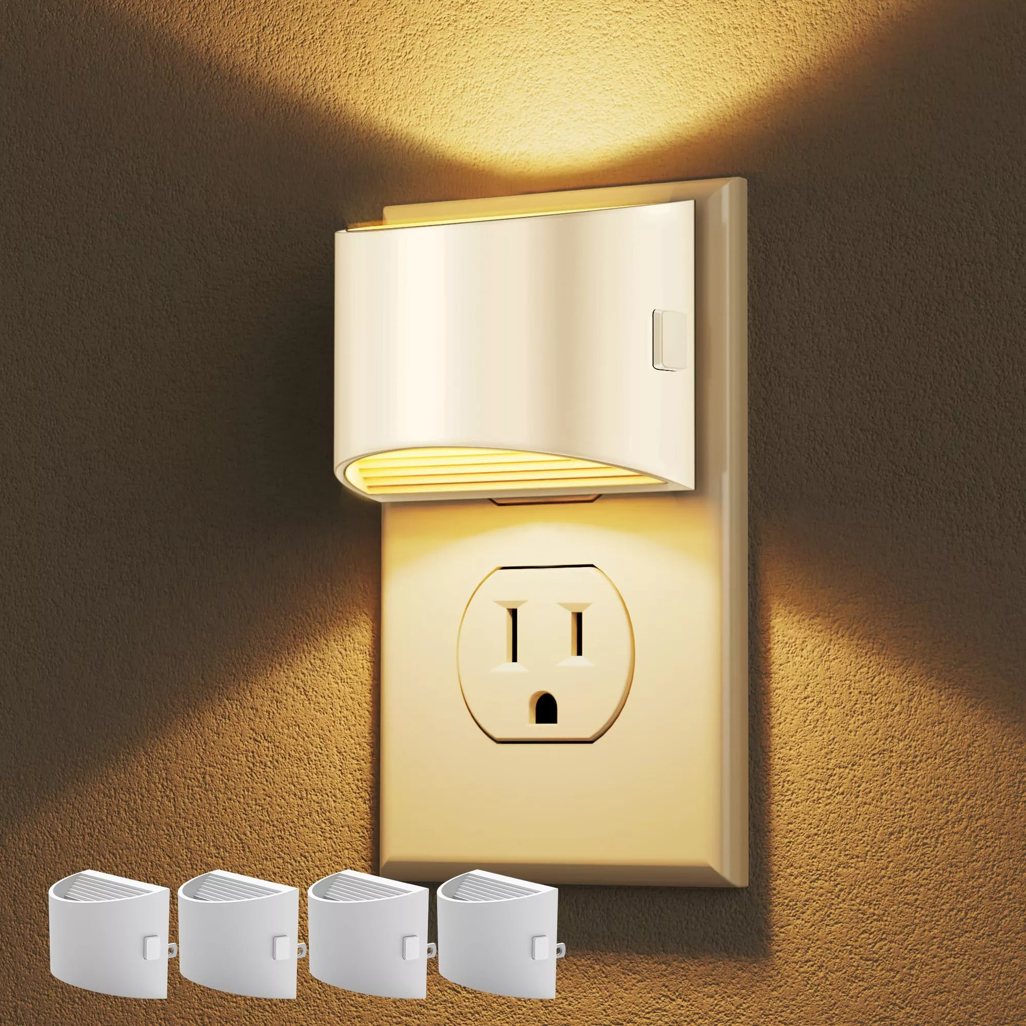 DORESshop LED Night Light[4 Pack], Night Lights Plug into Wall, 3 Level Brightness Adjustable Plug in Night Light, Dusk to Dawn Sensor Nightlights for Adults,Bedroom,Bathroom,Hallway,3000K Warm White