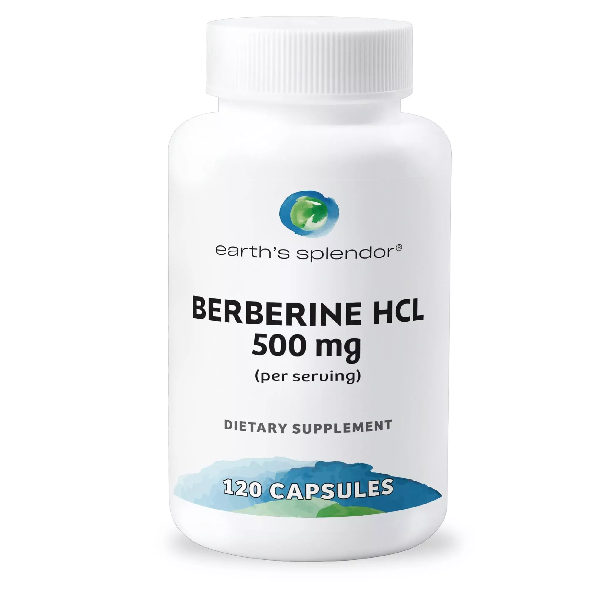 Earth's Splendor Berberine 500mg Capsules, Supports Metabolism (120ct Bottle, 2 Month Supply) Non-GMO, Vegan-Friendly