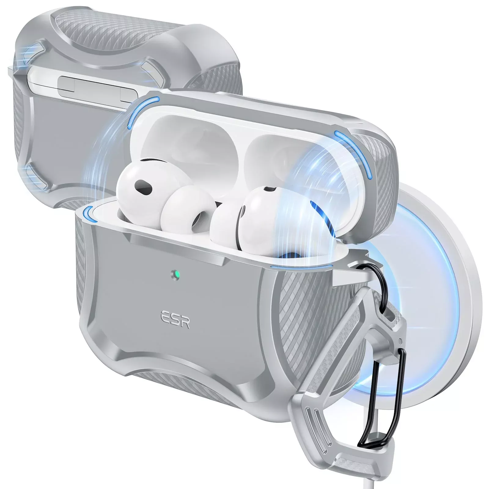 ESR for AirPods Pro 3 Case (2025), Compatible with Airpods Pro 3rd Generation (USB-C Cable), Magnetic Lid, MagSafe Ready, Powerful Drop Protection, Cyber Series, Gray