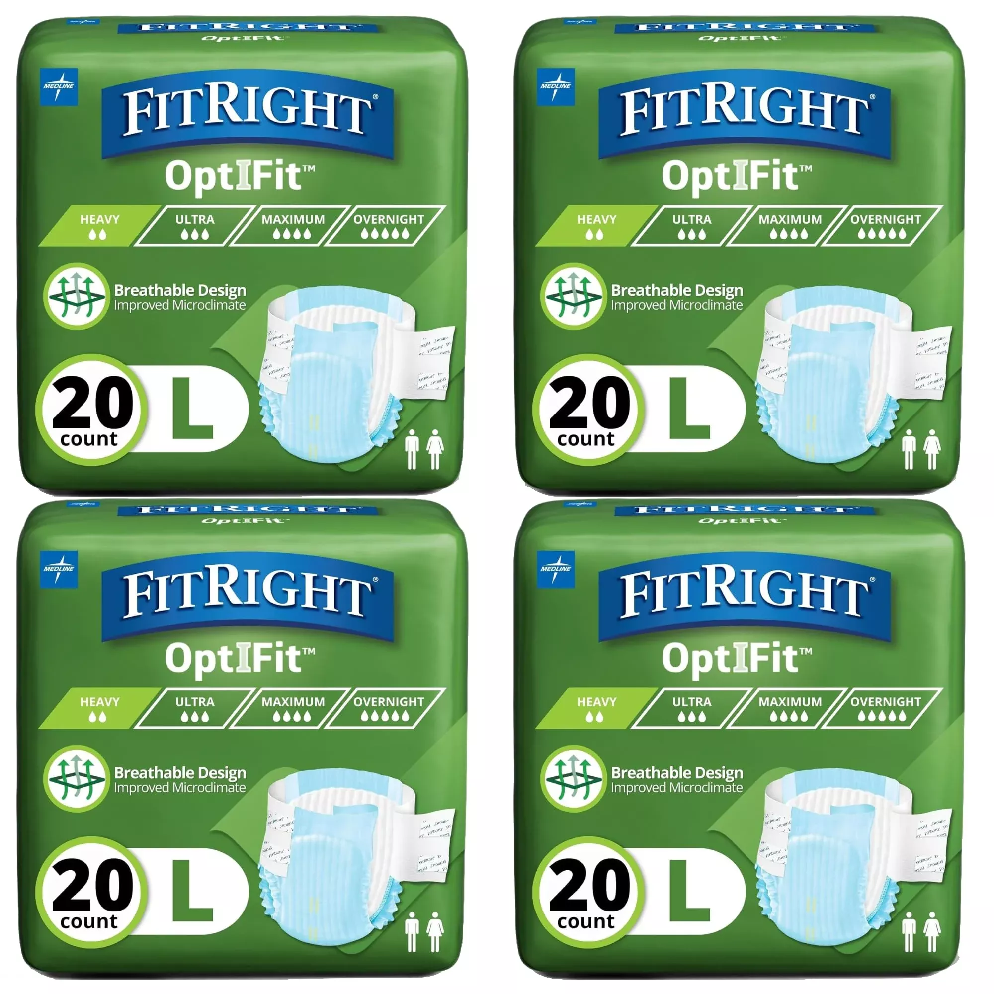FitRight OptiFit Extra Adult Briefs, Incontinence Diapers with Tabs, Moderate Absorbency, Small, 20 to 32