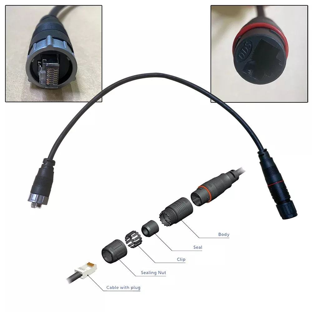 Furuno RJ45 to HUB102 Cable 0.5M Waterproof RJ45 (M) to RJ45 Adapter