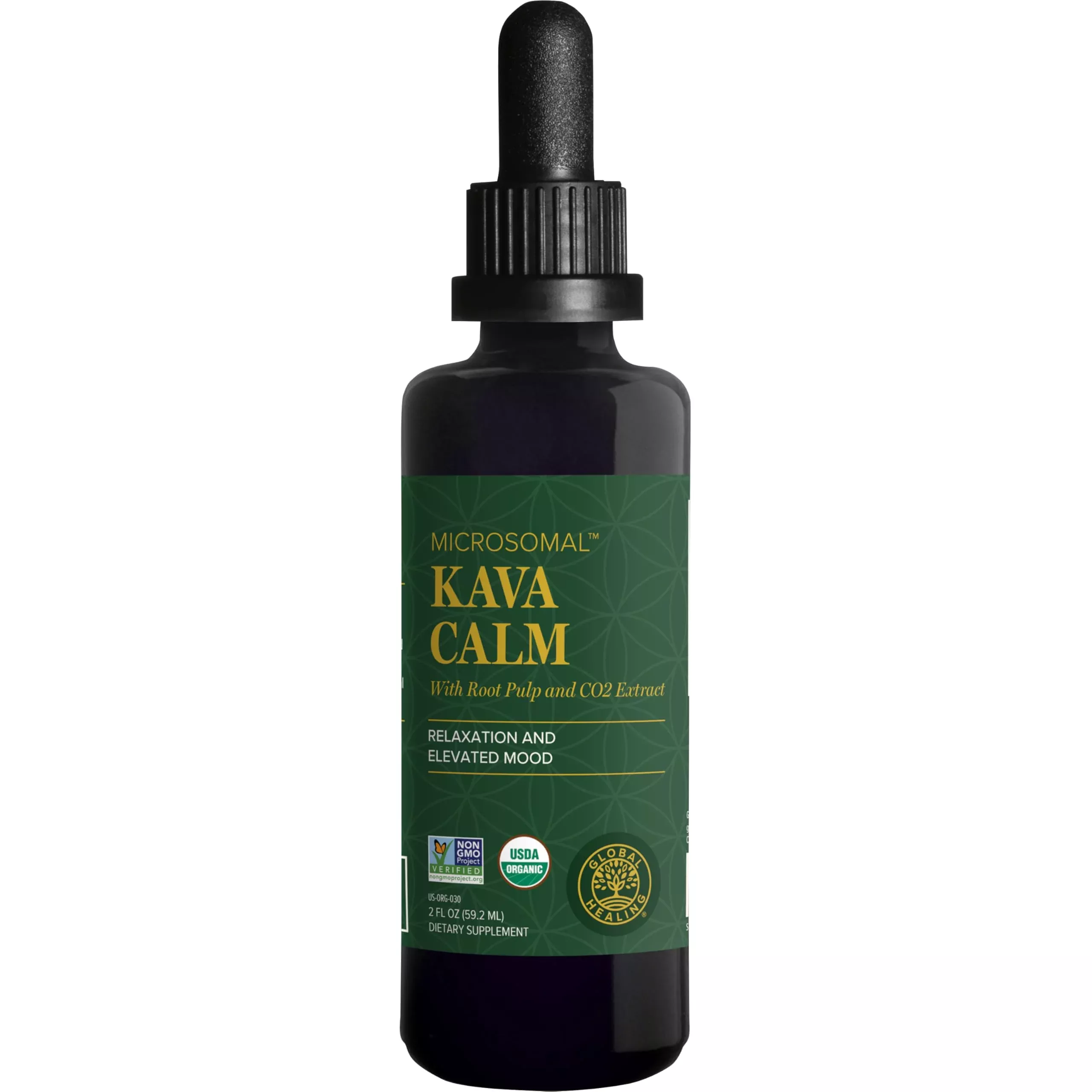 Global Healing Center - Organic Kava Calm - MicroSomal Tech, Pure Kava Drops - Induce Calmness, Particularly Those Involved with GABA