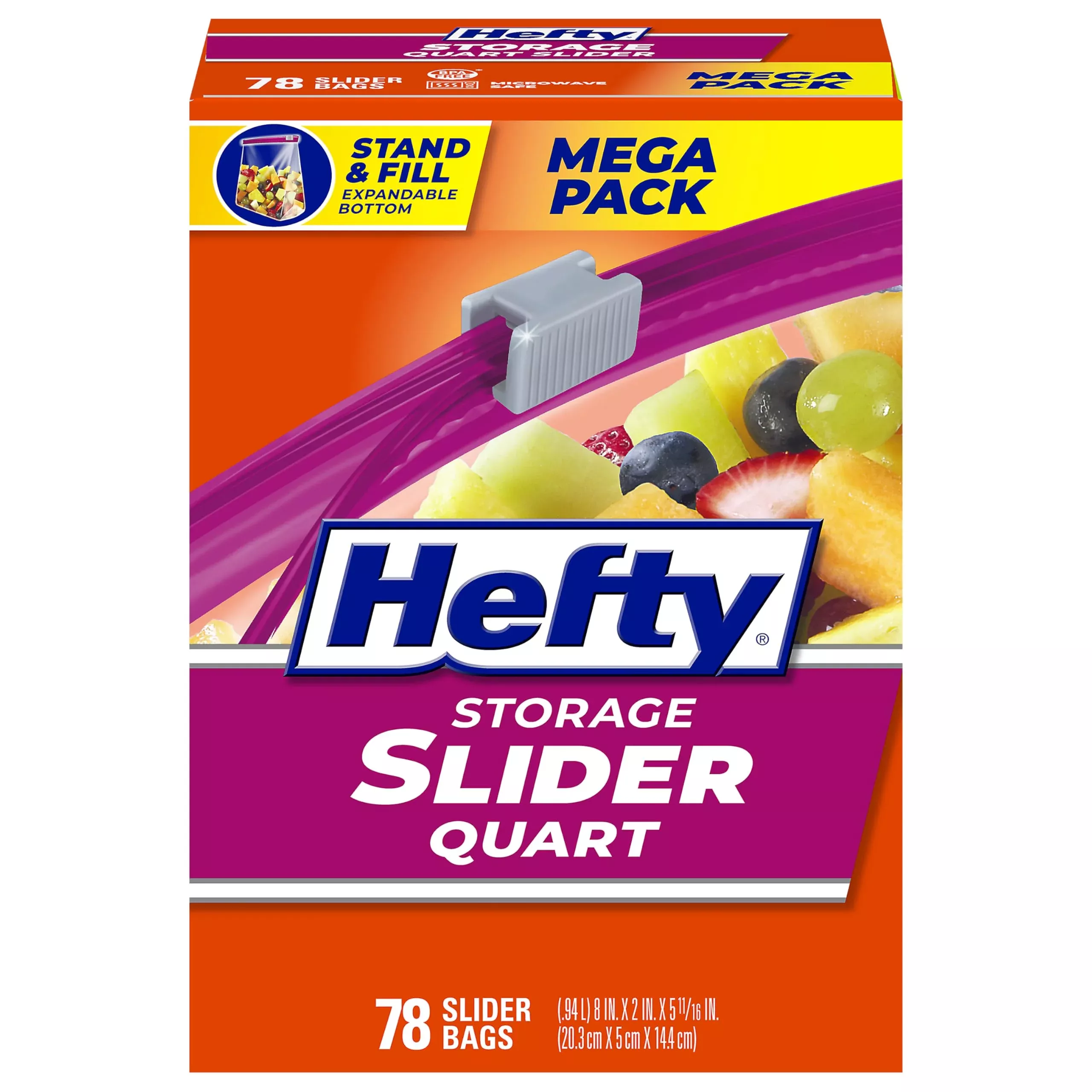 Hefty Slider Storage Bags, Quart Size, 78 Count