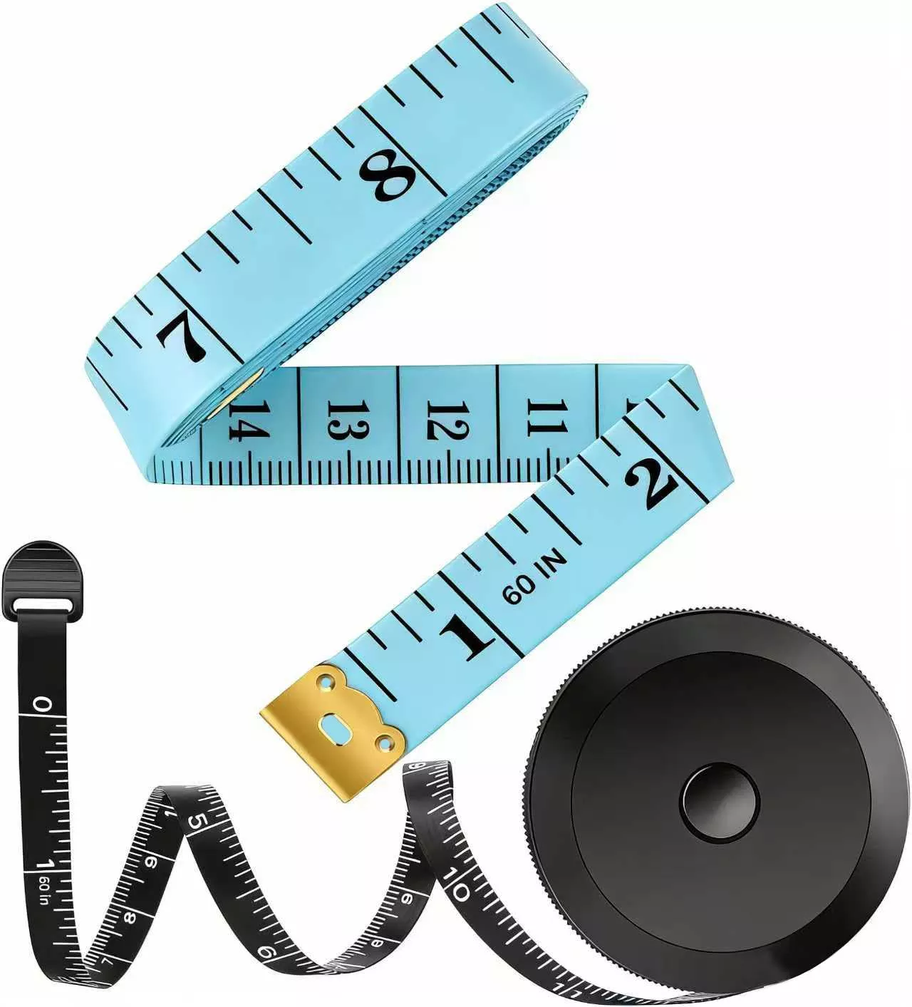 iBayam 2 Pack Tape Measure Measuring Tape Tool for Body Fabric Sewing Tailor Cloth Knitting Vinyl Home Craft Measurements, 60-Inch Soft Retractable Double Scales Rulers for Body Weight Loss