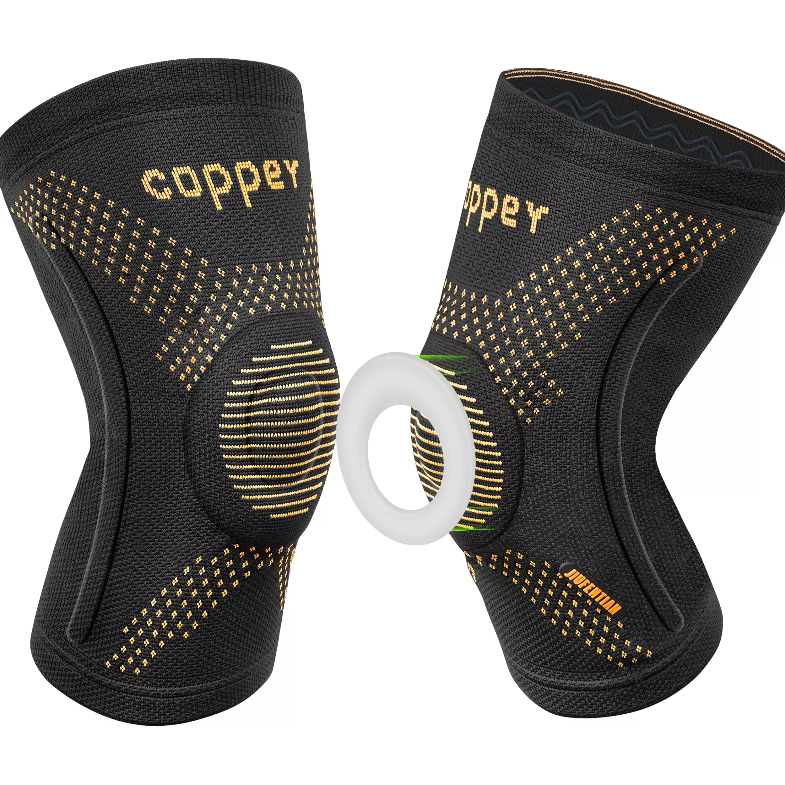JIUFENTIAN Copper Knee Braces for Arthritis Pain (2 pack)- Professional Knee Suppot with Side Stabilizers - Breathable Compression Sleeves for Pain Relief & Stability (Arthritis, Gym, Work)-Large