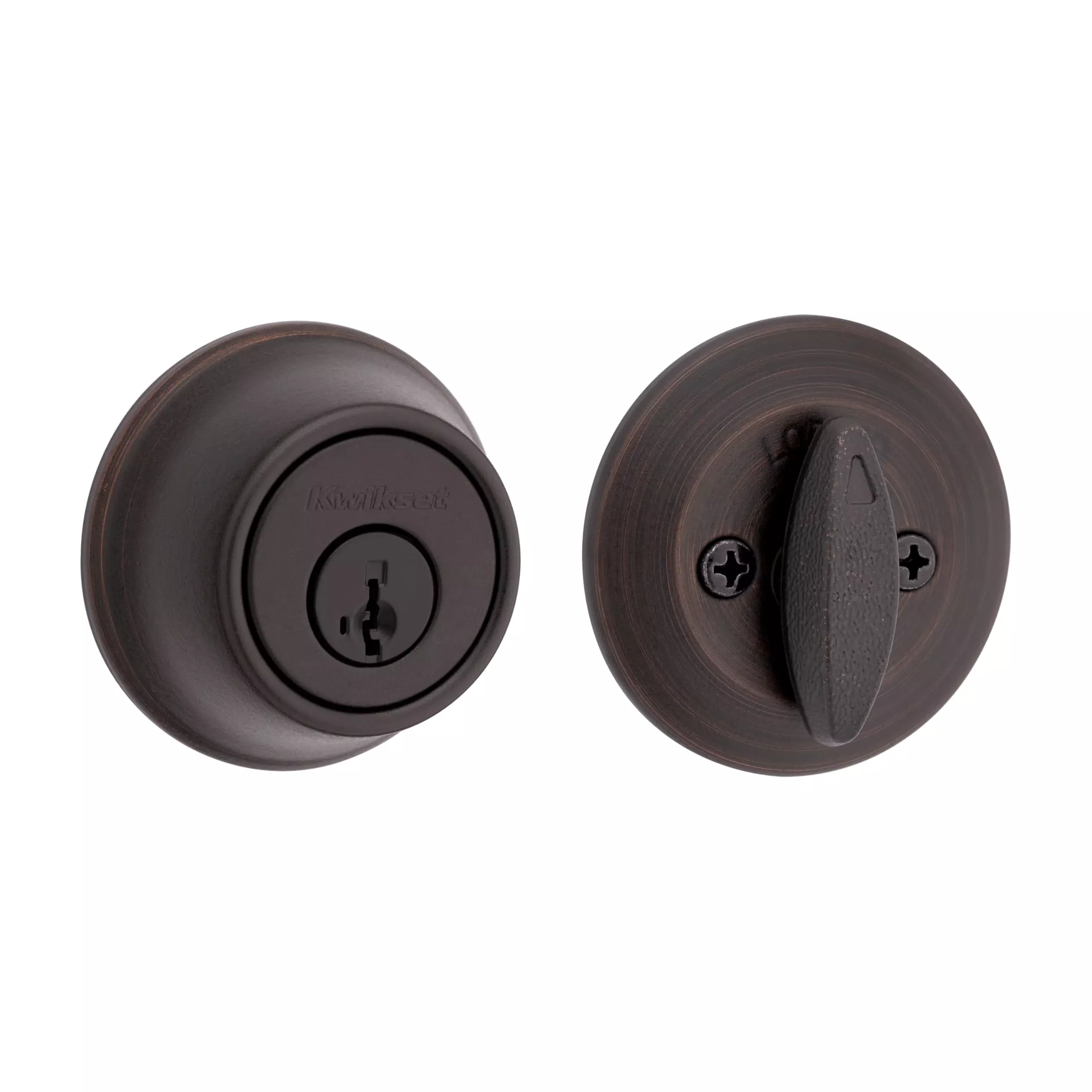 Kwikset 660 Deadbolt Lock, Venetian Bronze Round Exterior Keyed Front Entry Door, Pick Resistant SmartKey Rekey Security, Single Cylinder Dead Bolt