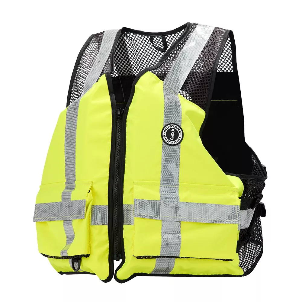 Mustang Industrial Mesh Vest - Hi-Vis Fluorescent Yellow Green - 4XL/5XL